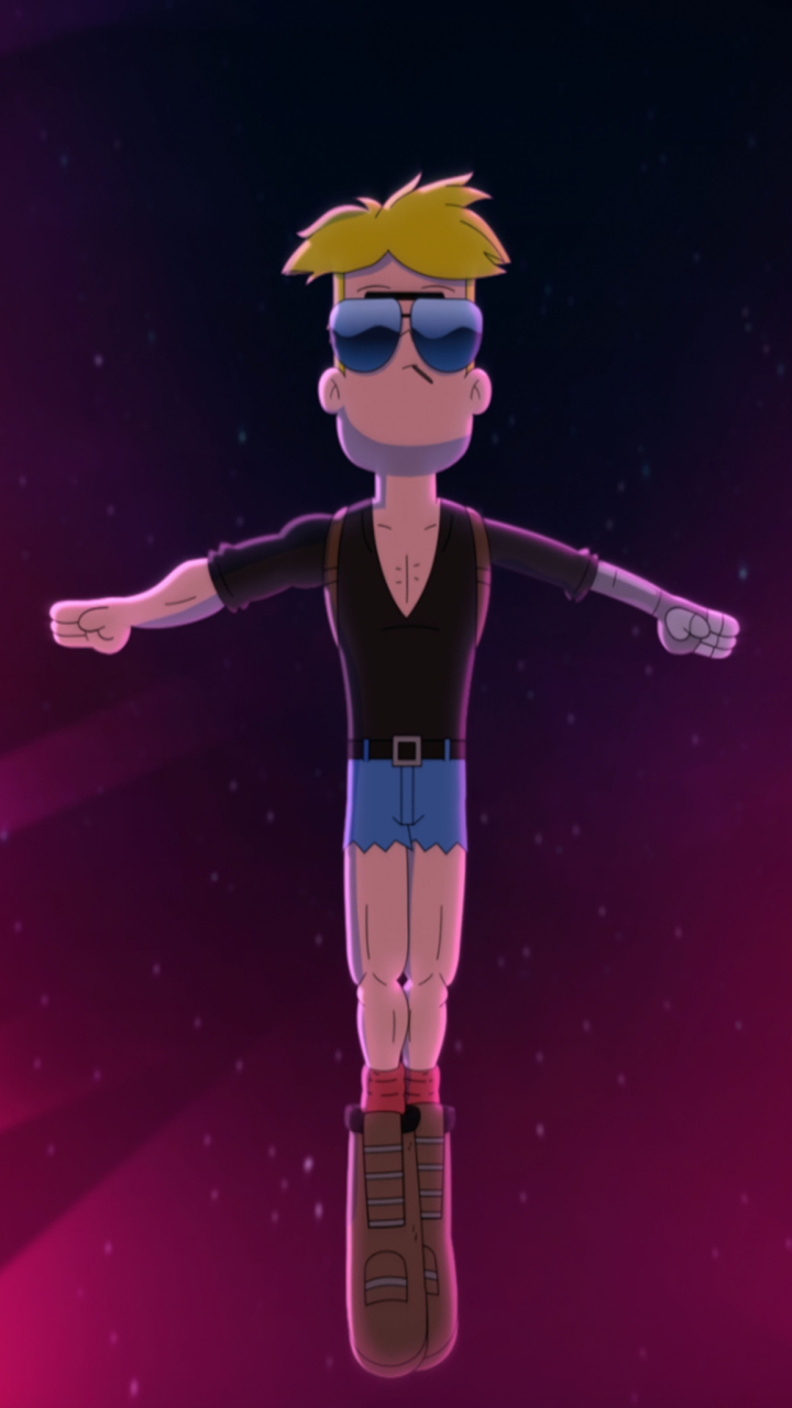 Download mobile wallpaper Legs, Boots, Blonde, Glasses, Flying, Tv Show, Gary Goodspeed, Final Space for free.