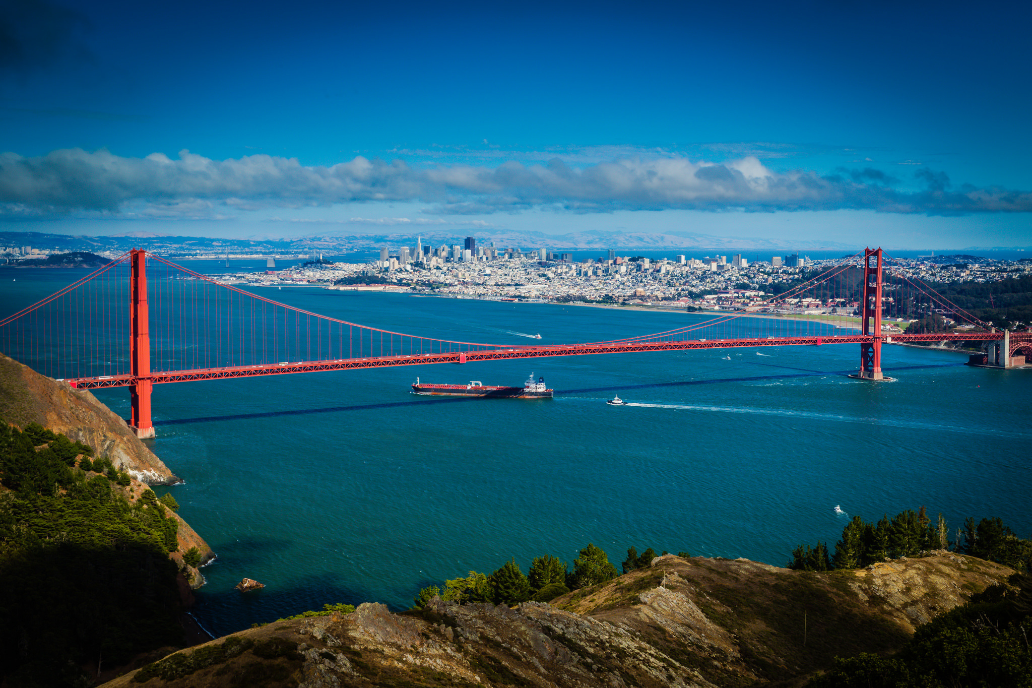 Téléchargez des papiers peints mobile Horizon, Pont, Californie, Porte Dorée, Des Ponts, Construction Humaine, San Fransisco gratuitement.