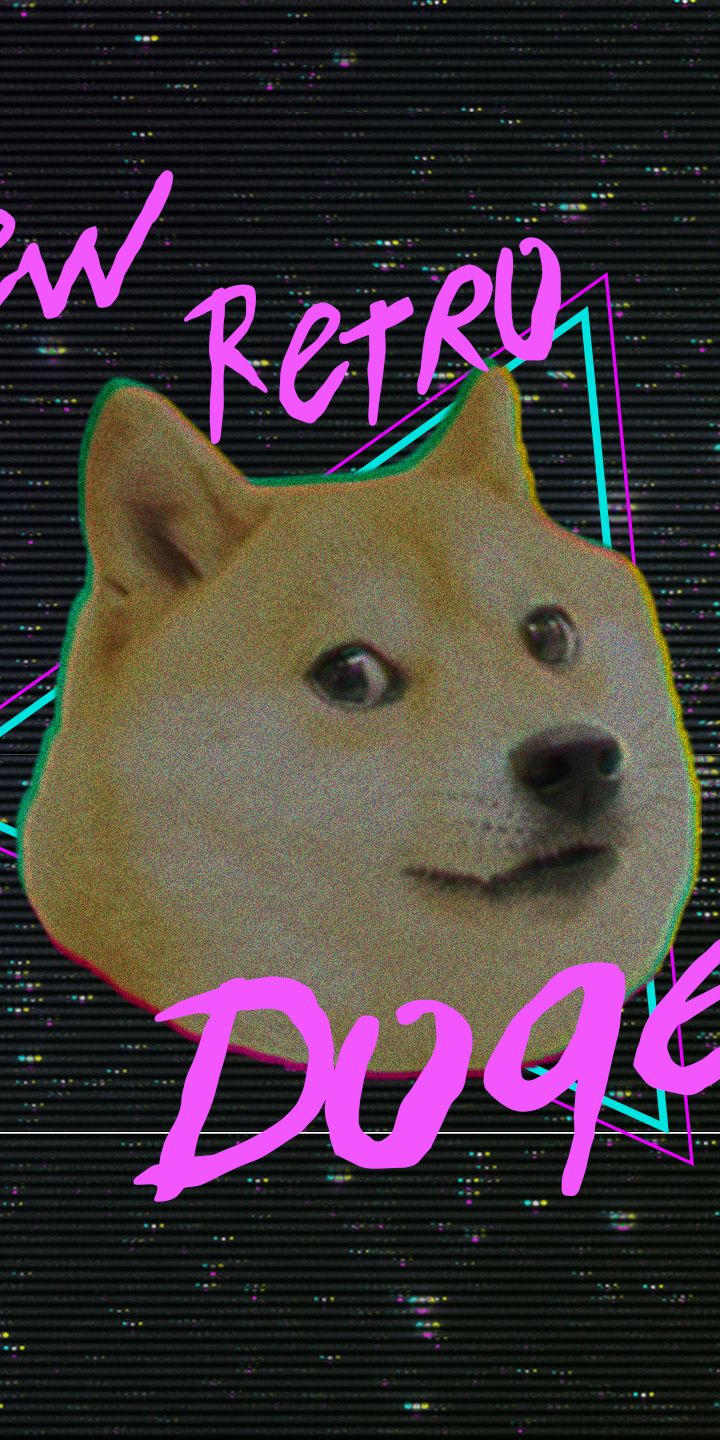 Download mobile wallpaper Dog, Artistic, Meme, Retro Wave, Doge for free.