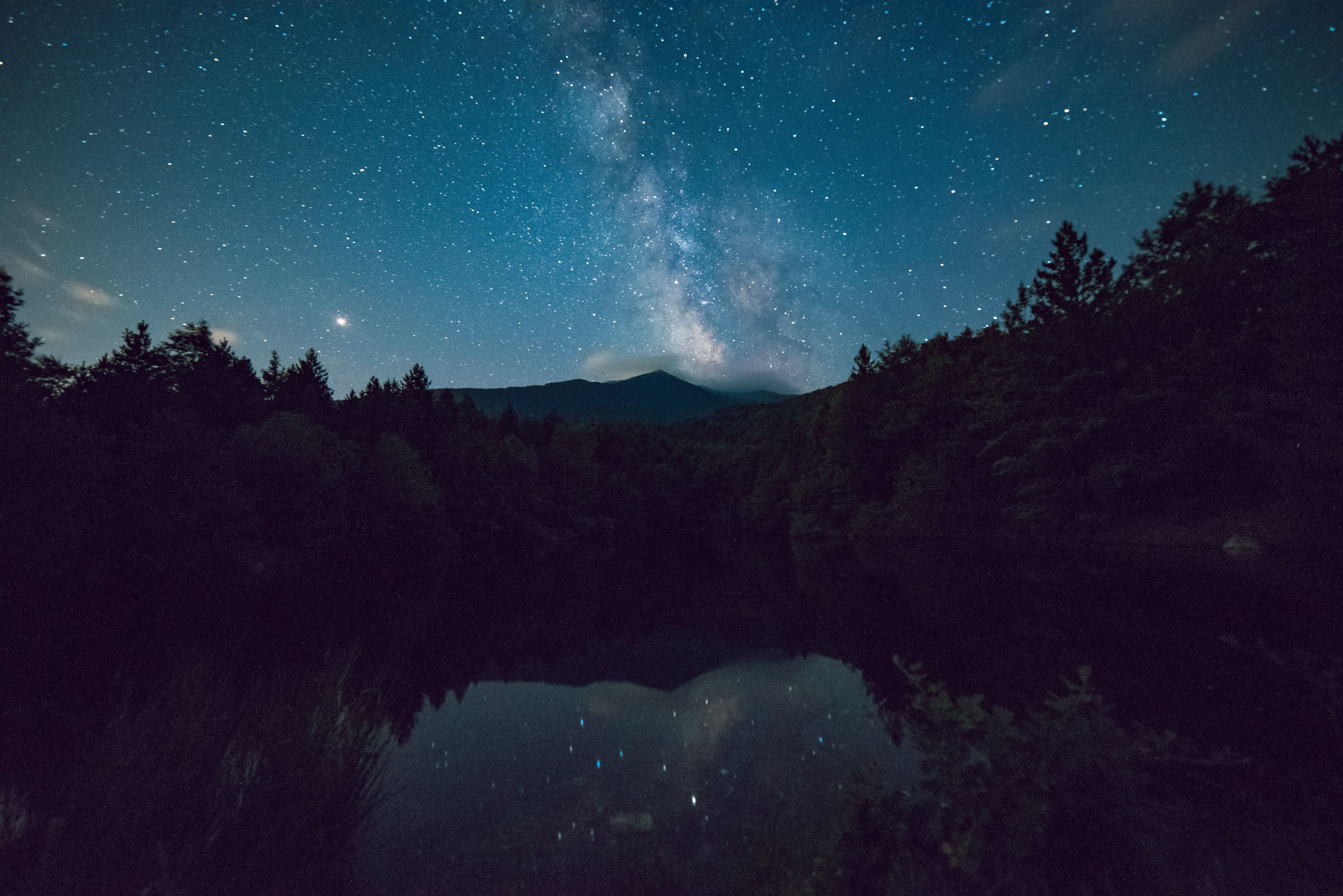 Free download wallpaper Stars, Night, Mountain, Lake, Earth on your PC desktop