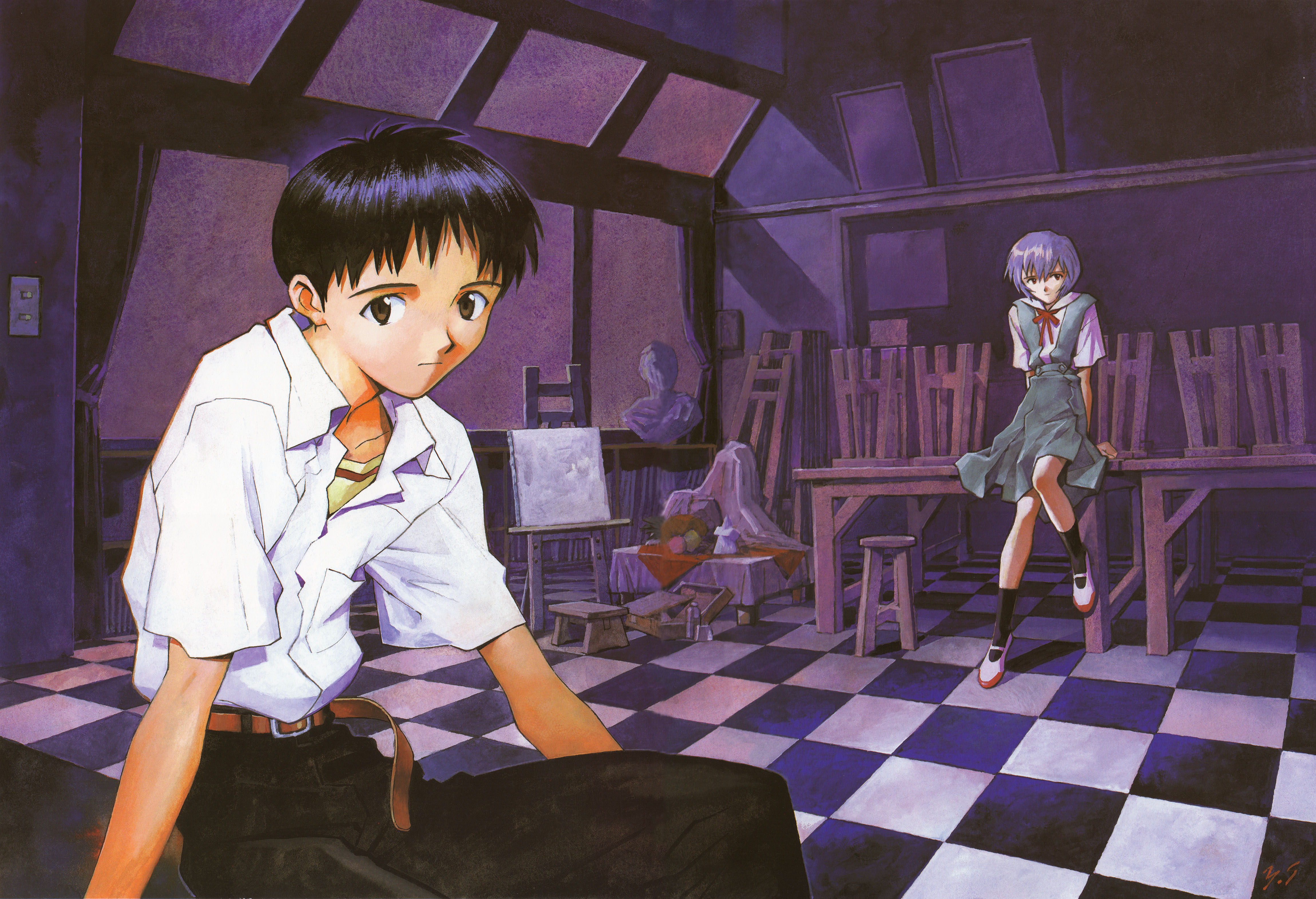 Handy-Wallpaper Evangelion, Animes, Neon Genesis Evangelion, Rei Ayanami, Shinji Ikari kostenlos herunterladen.
