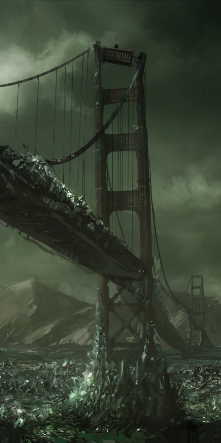 Download mobile wallpaper Bridge, Sci Fi, Crystal, Post Apocalyptic for free.