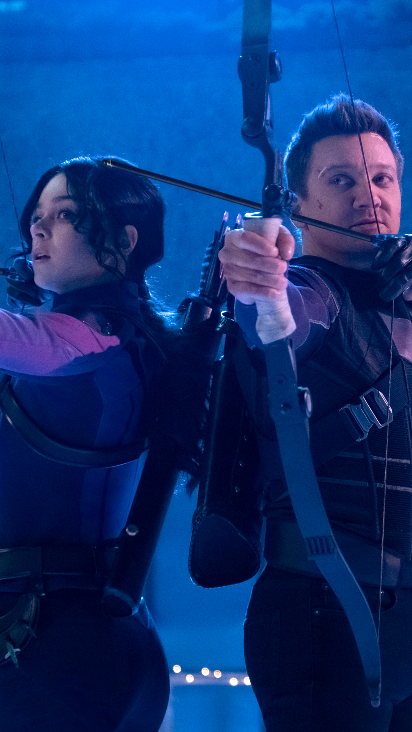 Download mobile wallpaper Tv Show, Hailee Steinfeld, Clint Barton, Hawkeye, Jeremy Renner, Kate Bishop for free.