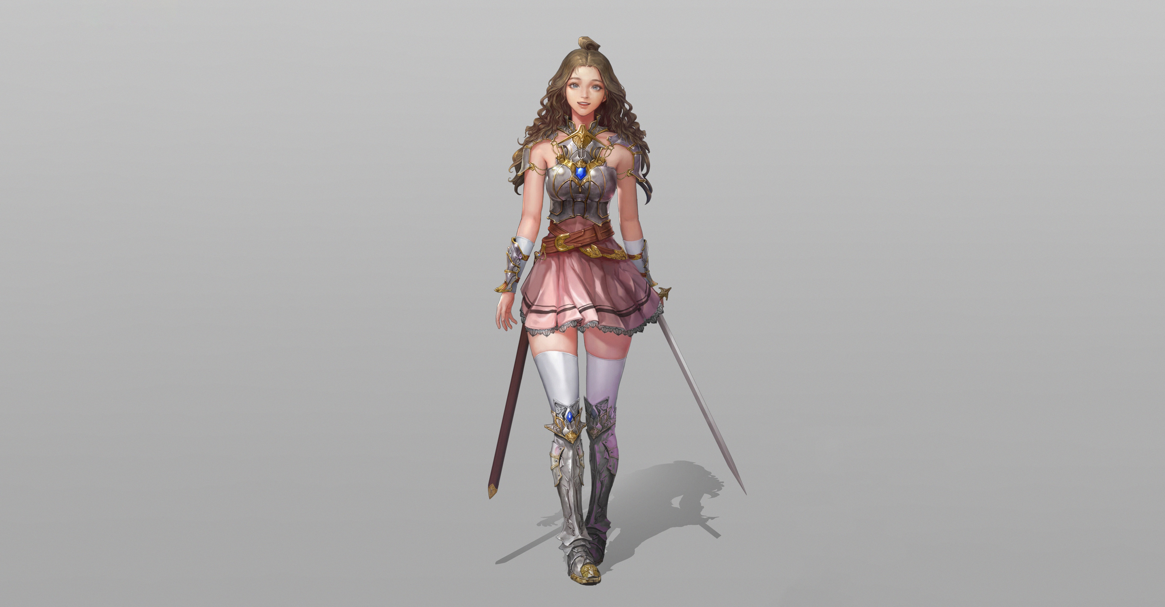 Download mobile wallpaper Fantasy, Sword, Long Hair, Brown Hair, Women Warrior, Woman Warrior for free.