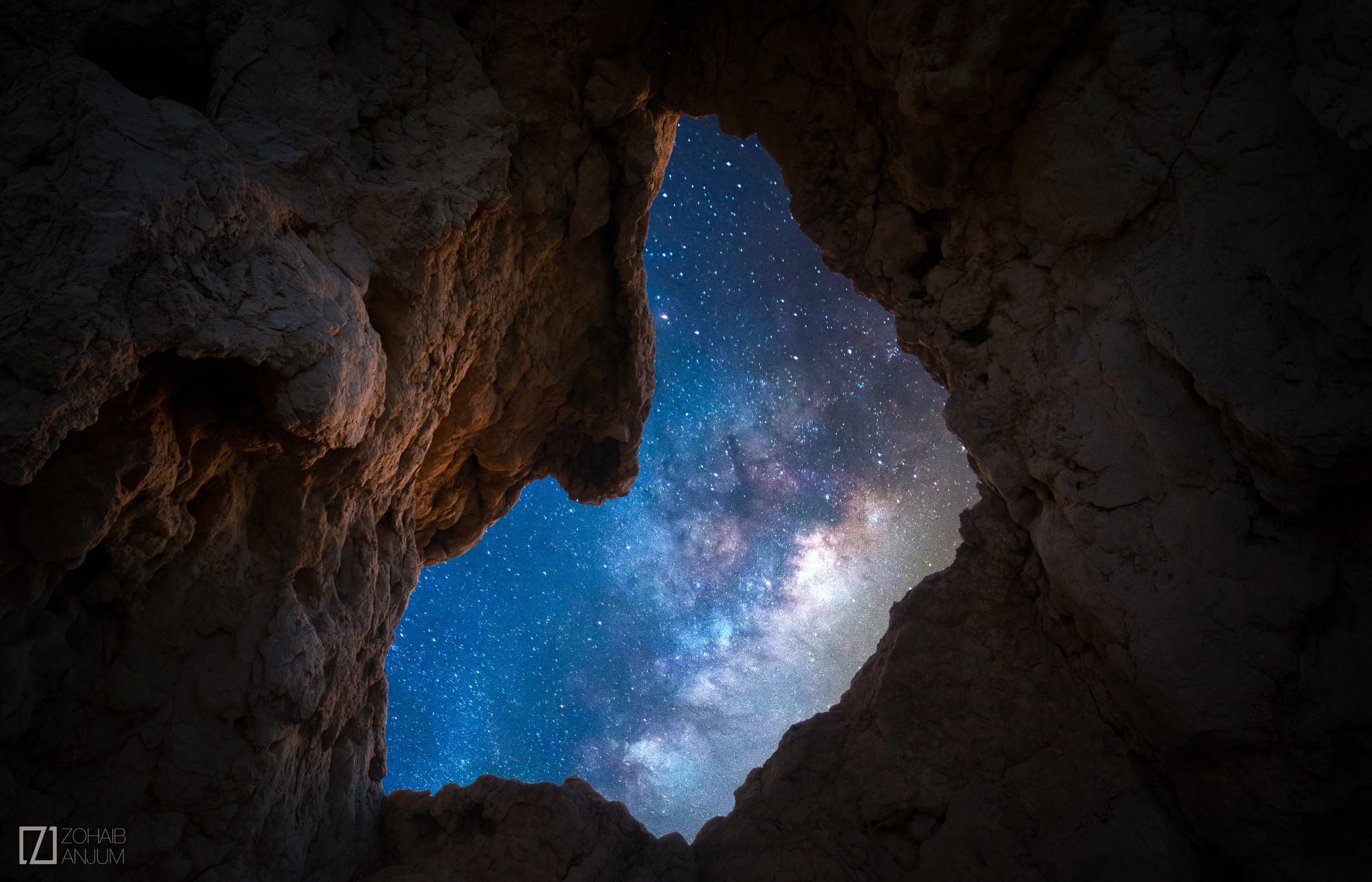 Download mobile wallpaper Stars, Night, Milky Way, Galaxy, Cave, Sci Fi for free.