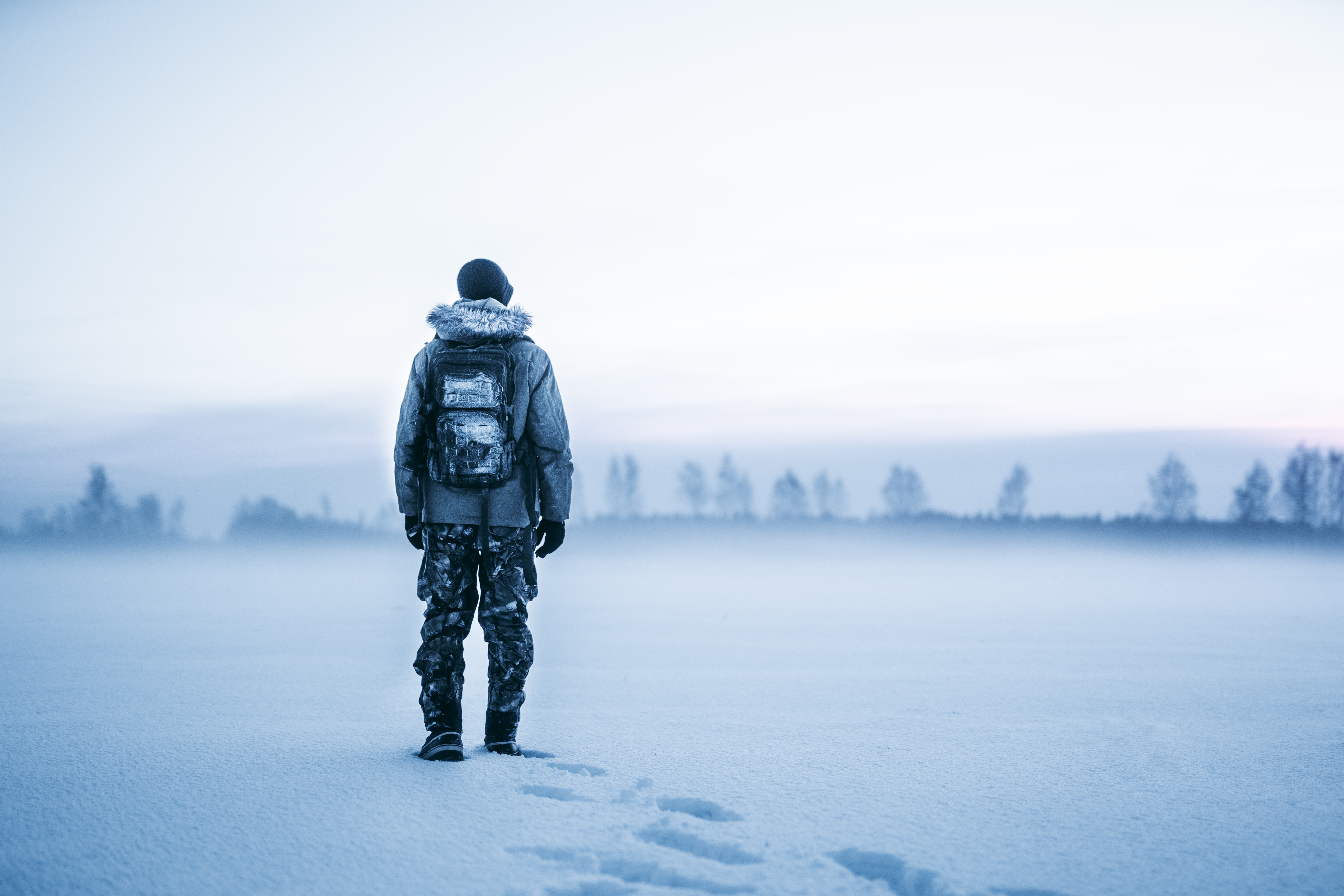person, winter, nature, snow, human, backpack, rucksack, tourist