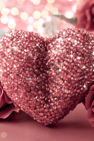 無料モバイル壁紙ピンク, 輝き, バレンタイン・デー, キラキラ, 心臓, ホリデーをダウンロードします。