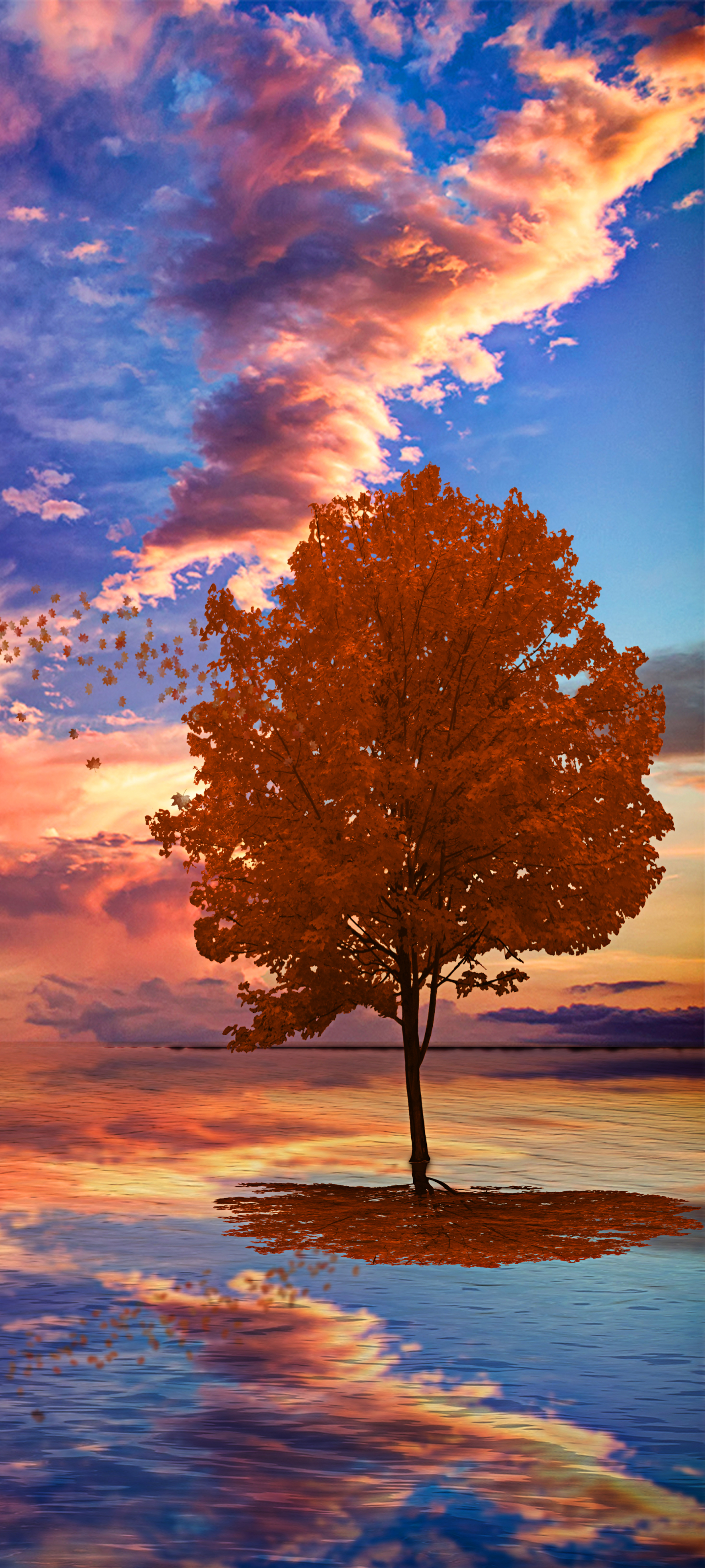 Download mobile wallpaper Sky, Tree, Colors, Artistic for free.