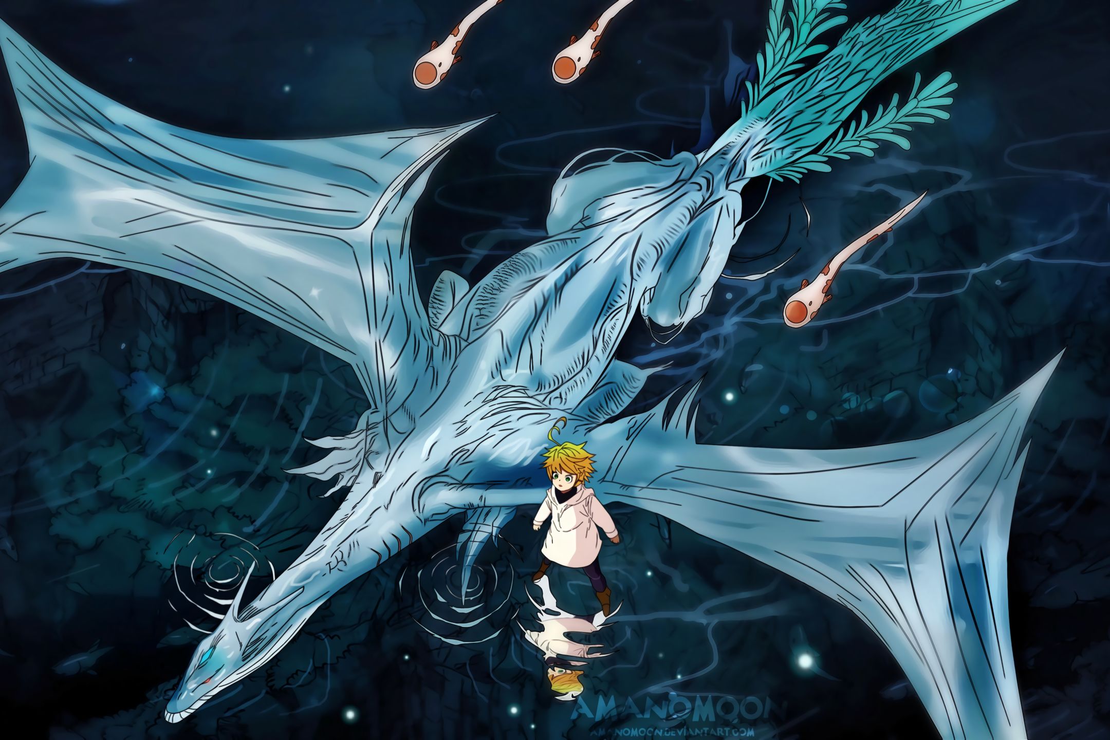 Free download wallpaper Anime, Dragon, Emma (The Promised Neverland), The Promised Neverland on your PC desktop