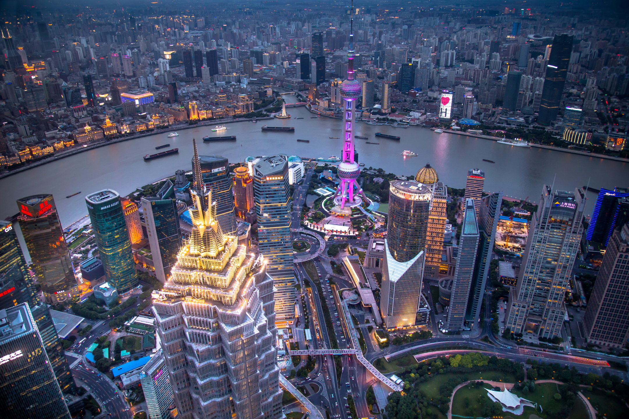 PCデスクトップに都市, 街, 超高層ビル, 建物, 中国, 上海, 夜, マンメイド, 街並み画像を無料でダウンロード