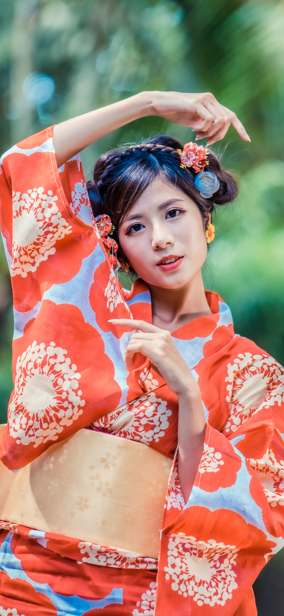Download mobile wallpaper Kimono, Model, Women, Asian, Black Hair for free.