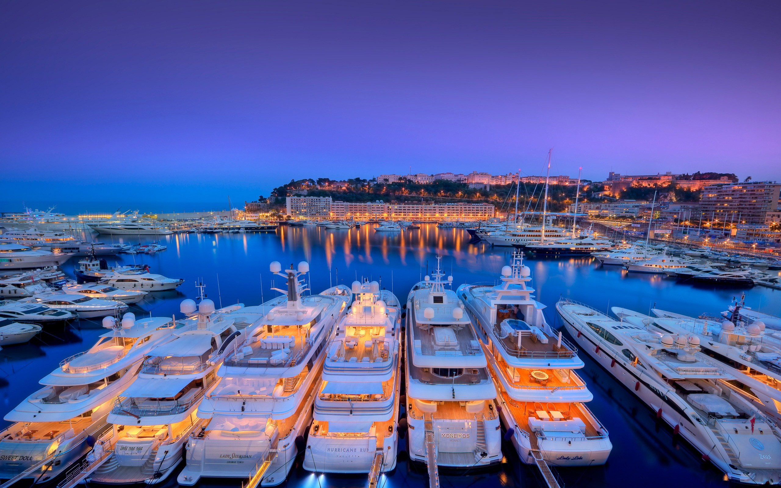 Download mobile wallpaper Sunset, City, Ocean, Hdr, Harbor, Monaco, Man Made for free.