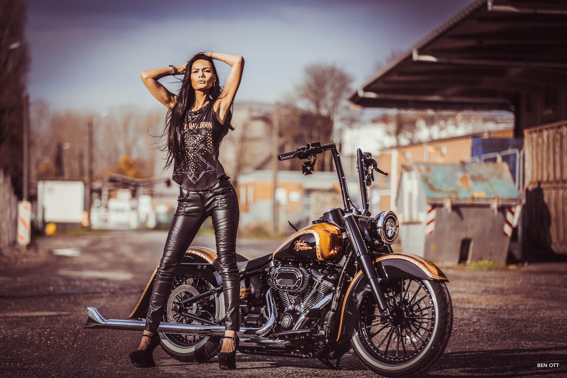 Download mobile wallpaper Harley Davidson, Women, Girls & Motorcycles, Custom Motorcycle, Thunderbike Customs for free.