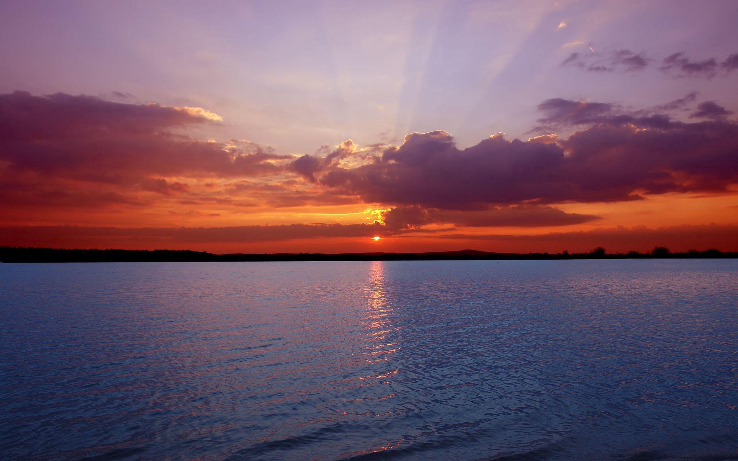 Download mobile wallpaper Horizon, Nature, Sea, Sunset for free.