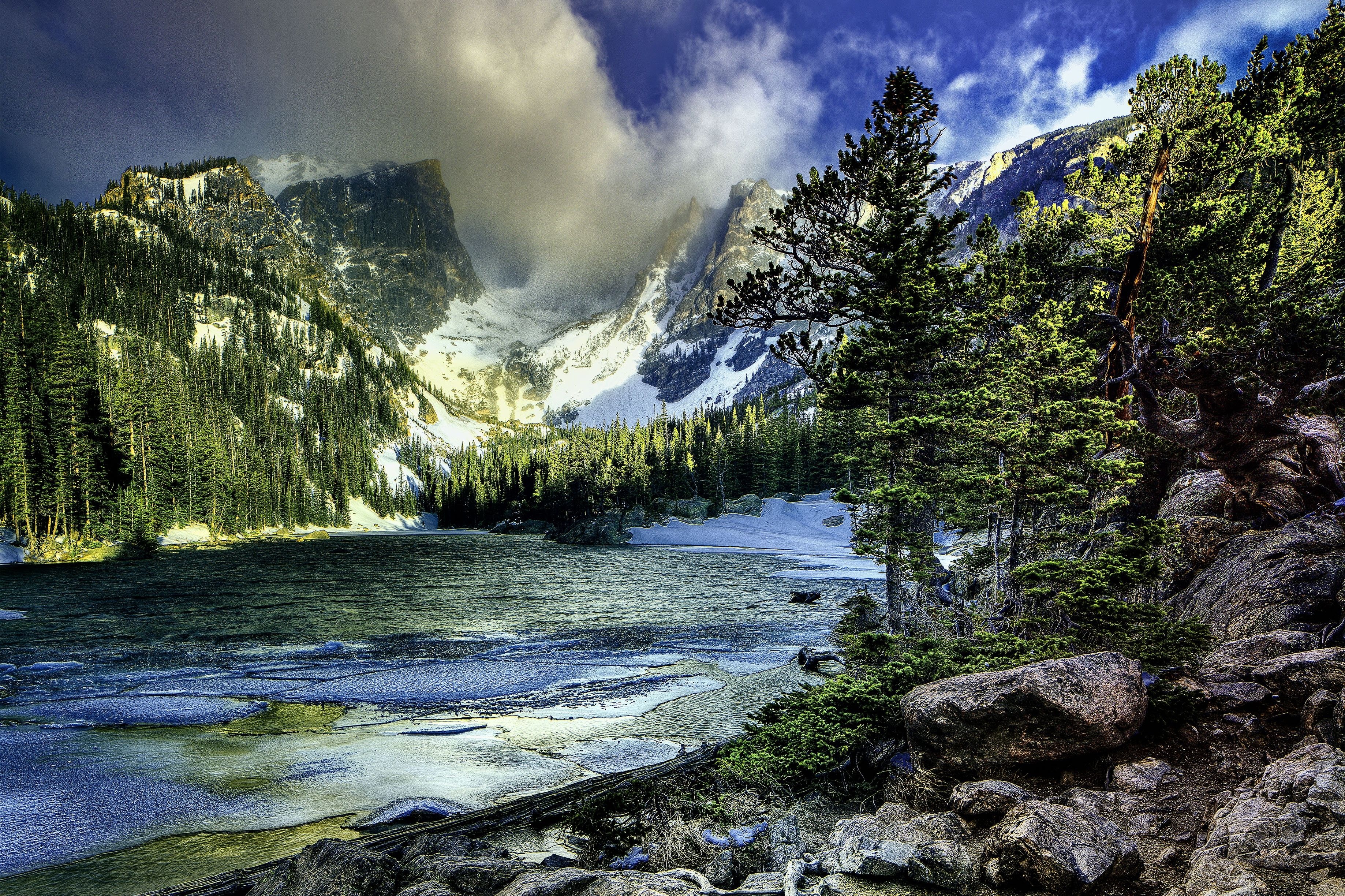 383273画像をダウンロード地球, ヨセミテ国立公園, 湖, 山, 雪, 木, 冬, 国立公園-壁紙とスクリーンセーバーを無料で