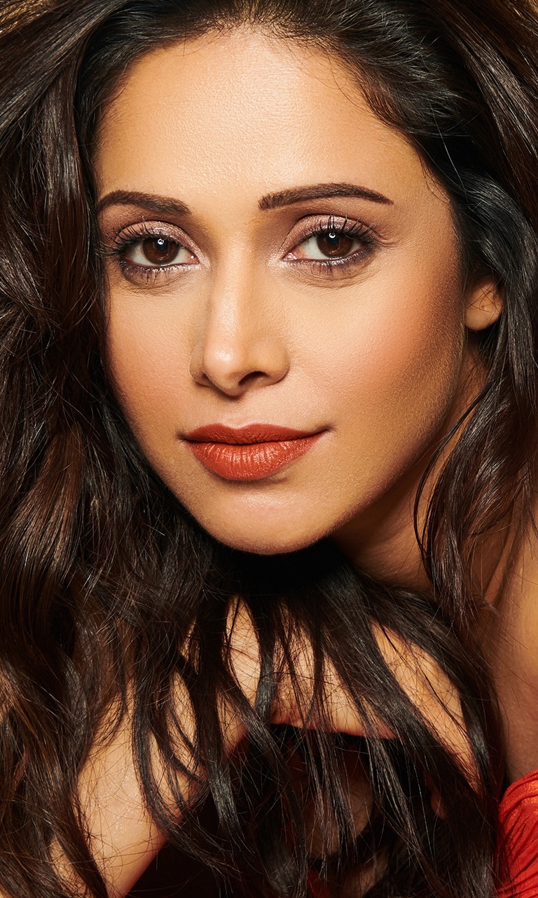 Download mobile wallpaper Face, Women, Indian, Brown Eyes, Black Hair, Actress, Lipstick, Bollywood, Nushrat Bharucha for free.