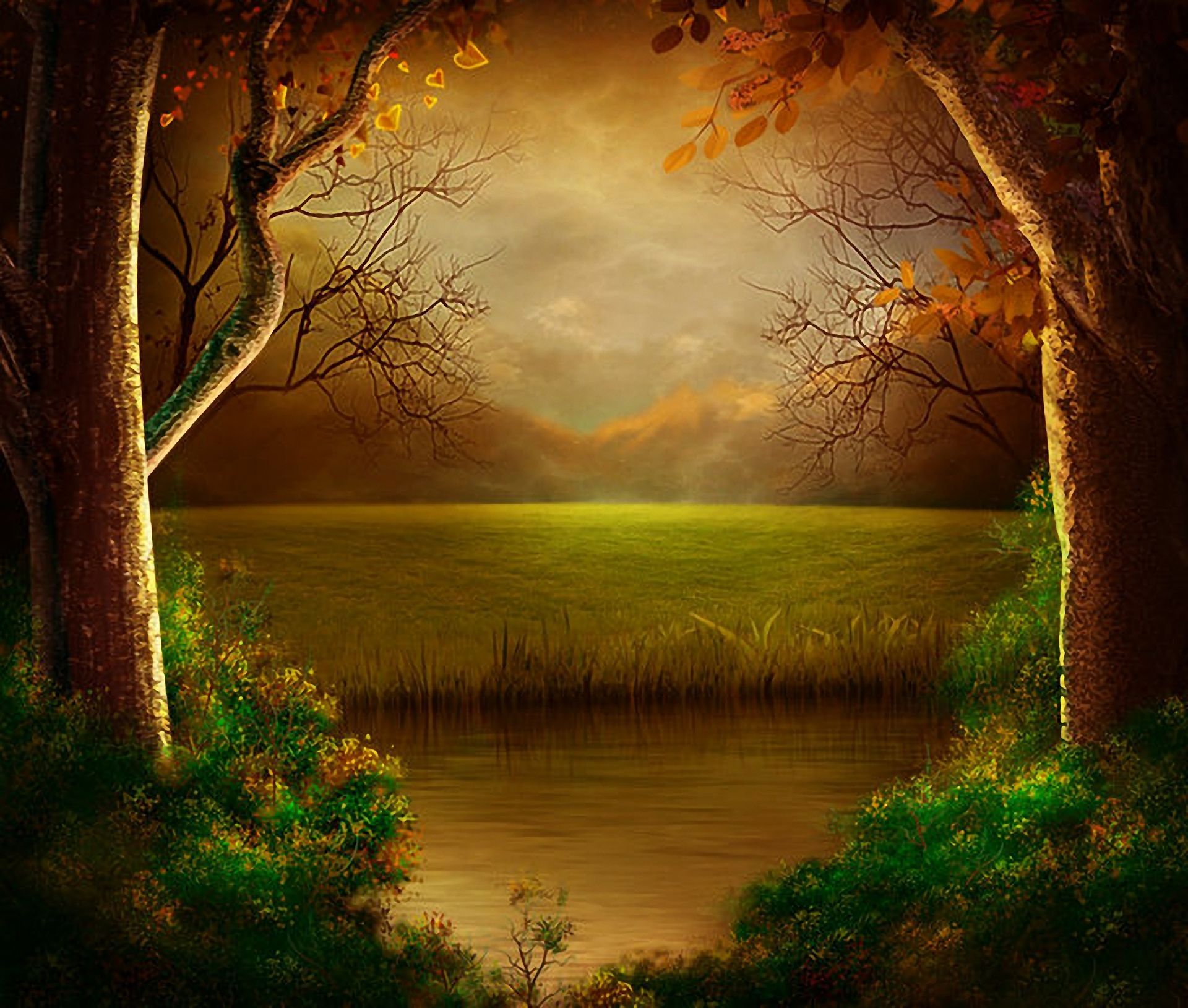 Free download wallpaper Lake, Artistic on your PC desktop