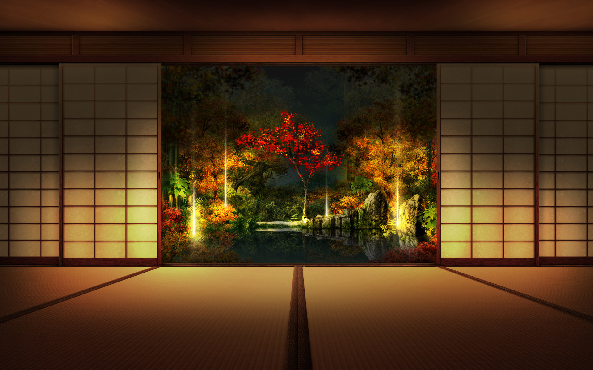838378 descargar fondo de pantalla artístico, japonés, interior, shoji, árbol: protectores de pantalla e imágenes gratis