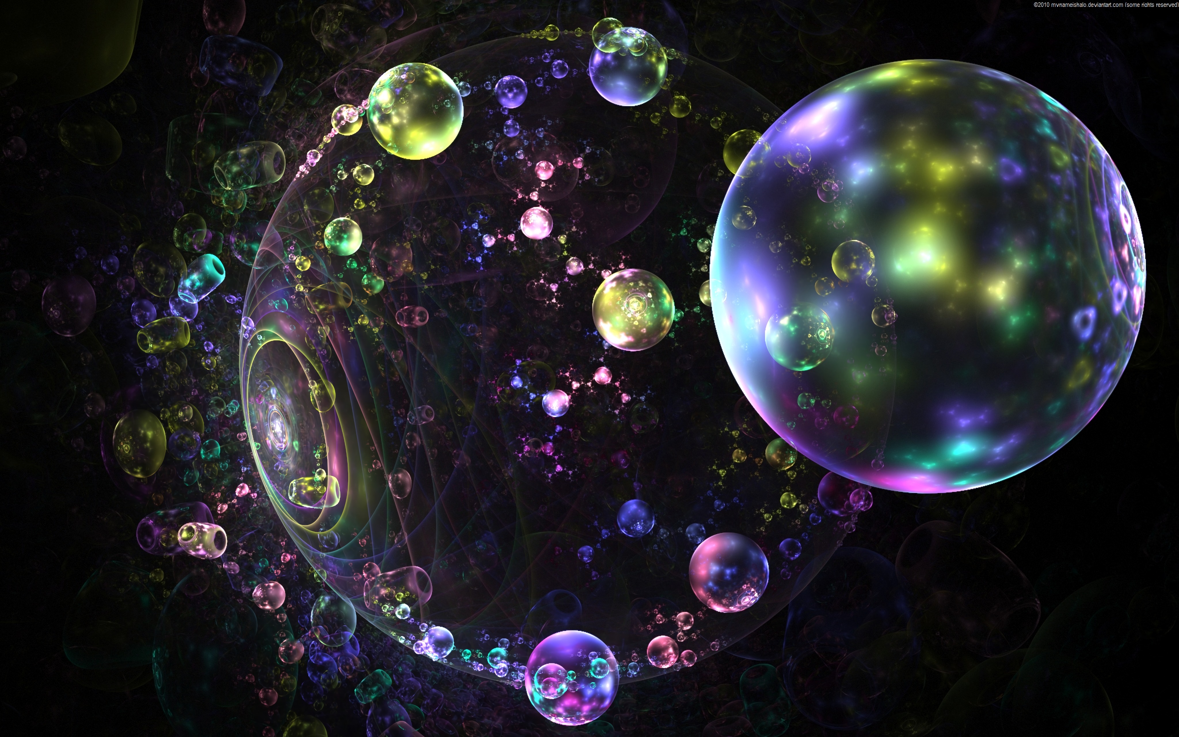 fractal, multicolored, abstract, bubbles, glare, motley