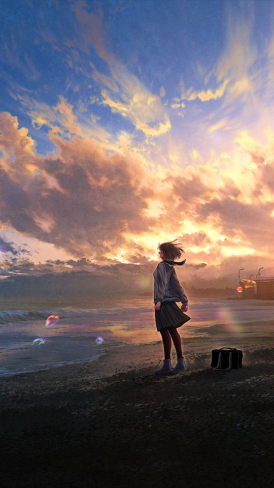 Handy-Wallpaper Sonnenuntergang, Animes, The Beach kostenlos herunterladen.