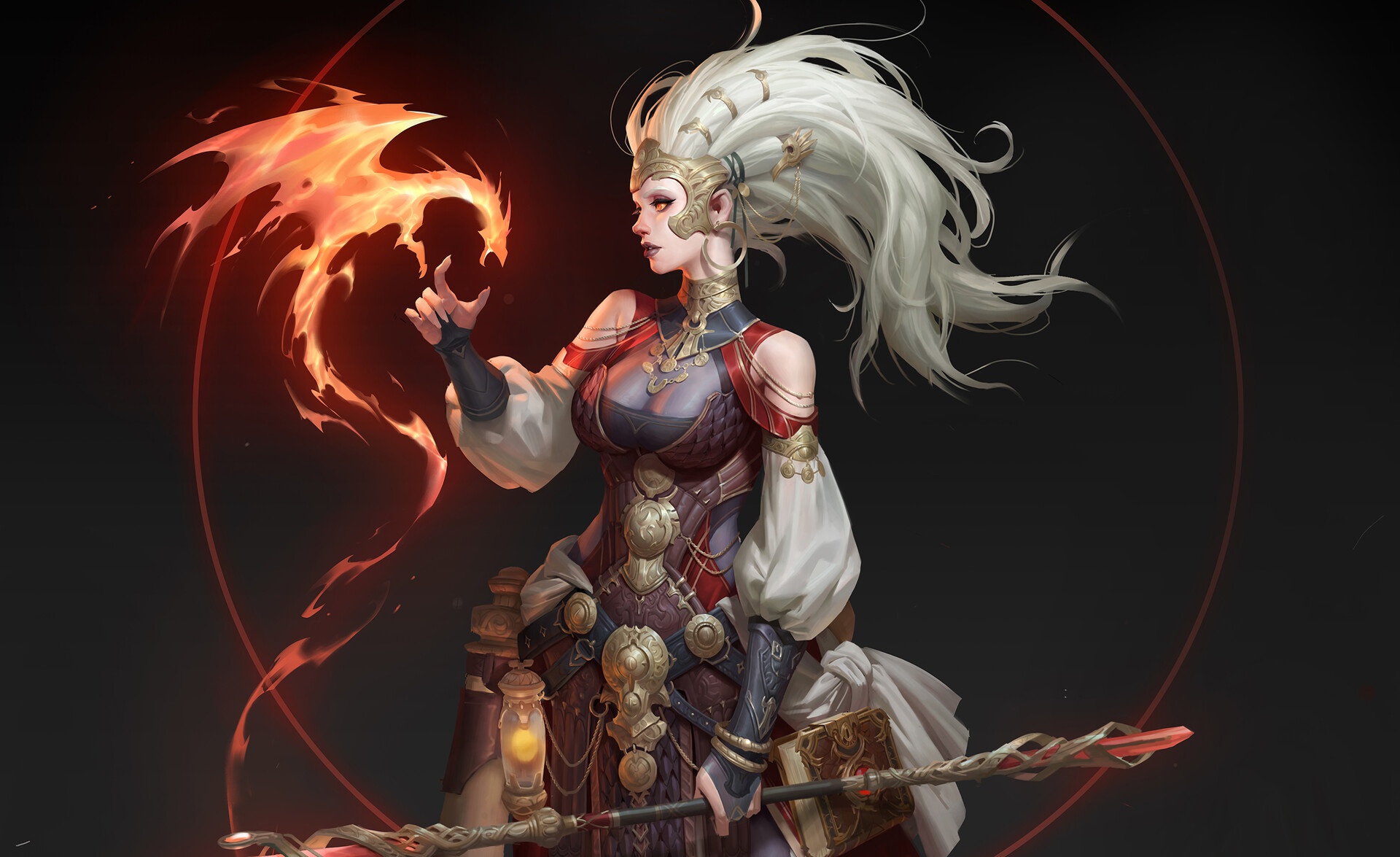 Free download wallpaper Fantasy, Dragon, Sorceress on your PC desktop