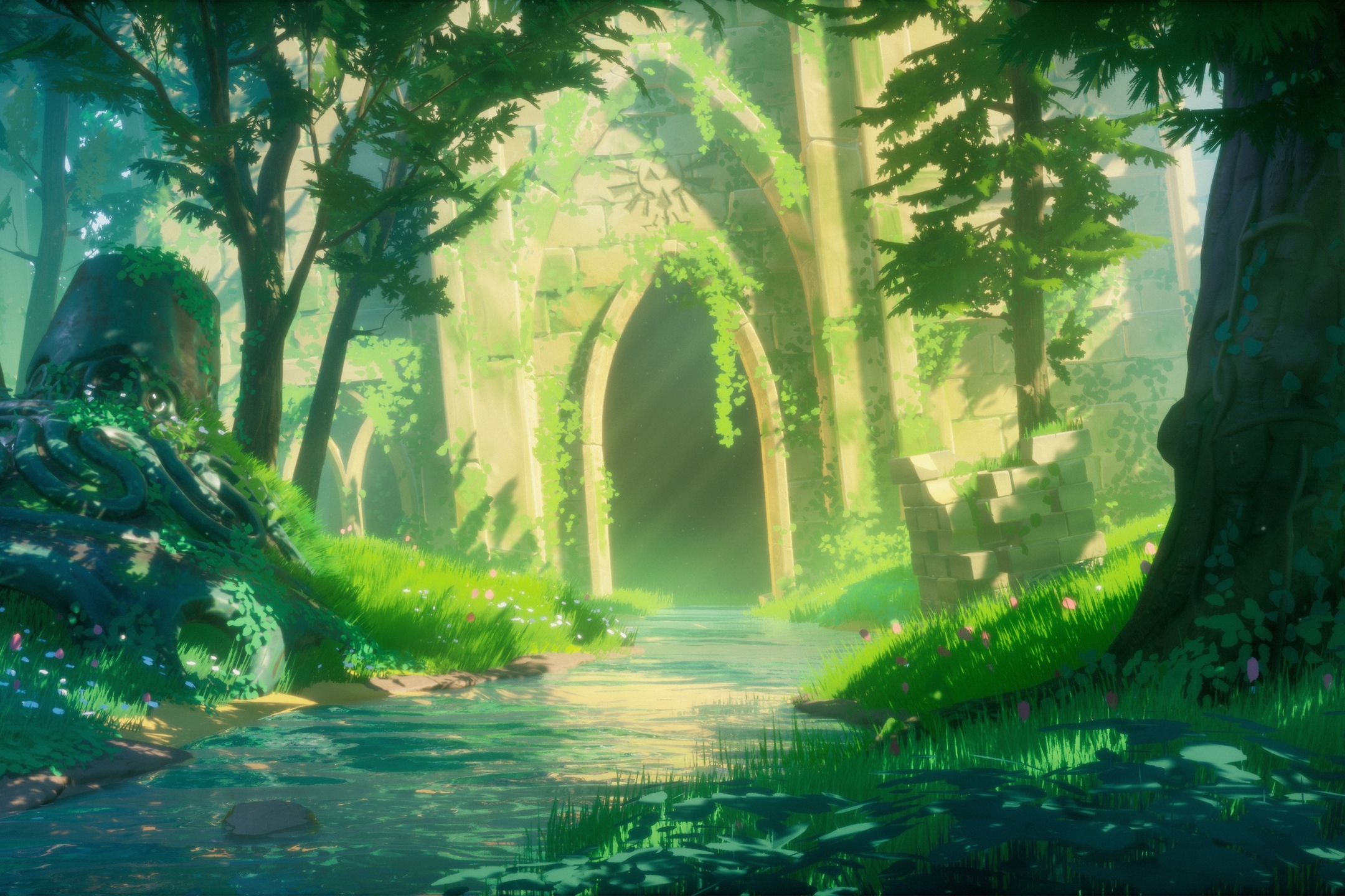 Free download wallpaper Forest, Temple, Video Game, The Legend Of Zelda, Zelda, The Legend Of Zelda: Breath Of The Wild on your PC desktop