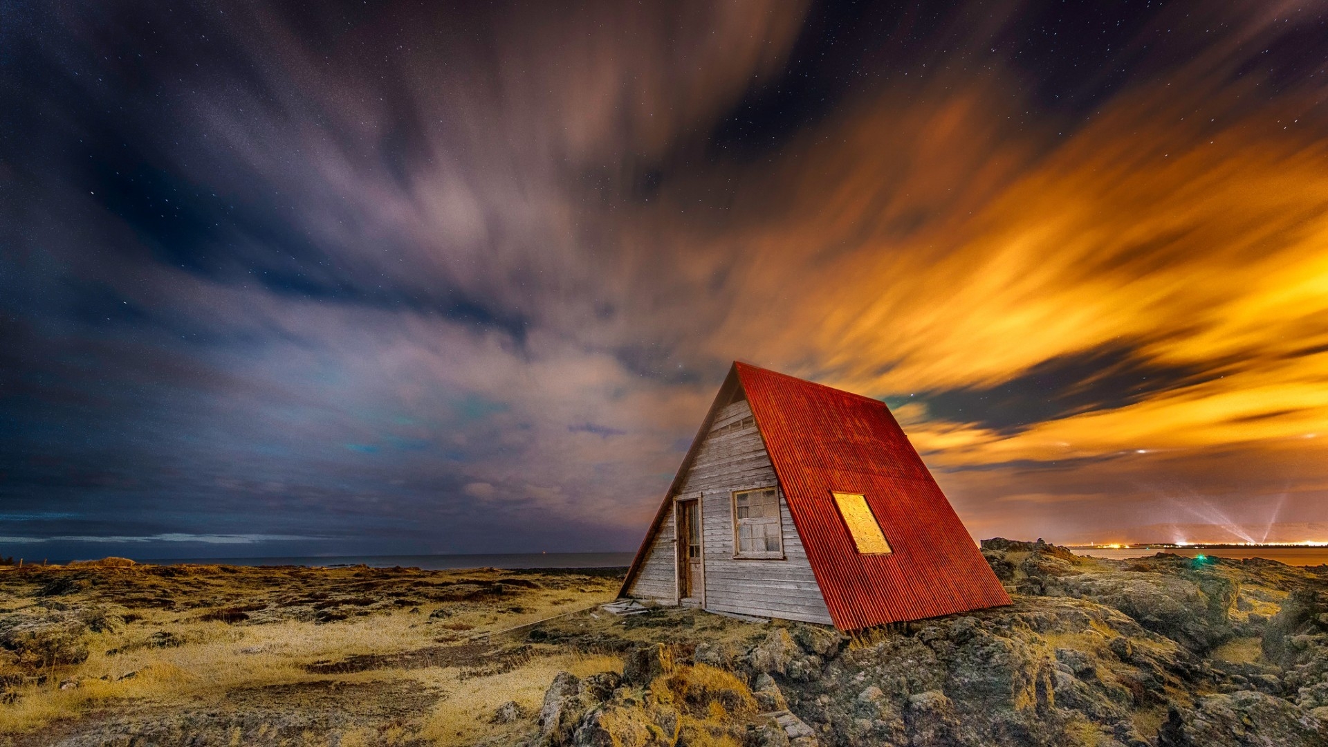 Download mobile wallpaper Sky, Wood, House, Cloud, Iceland, Triangle, Man Made for free.