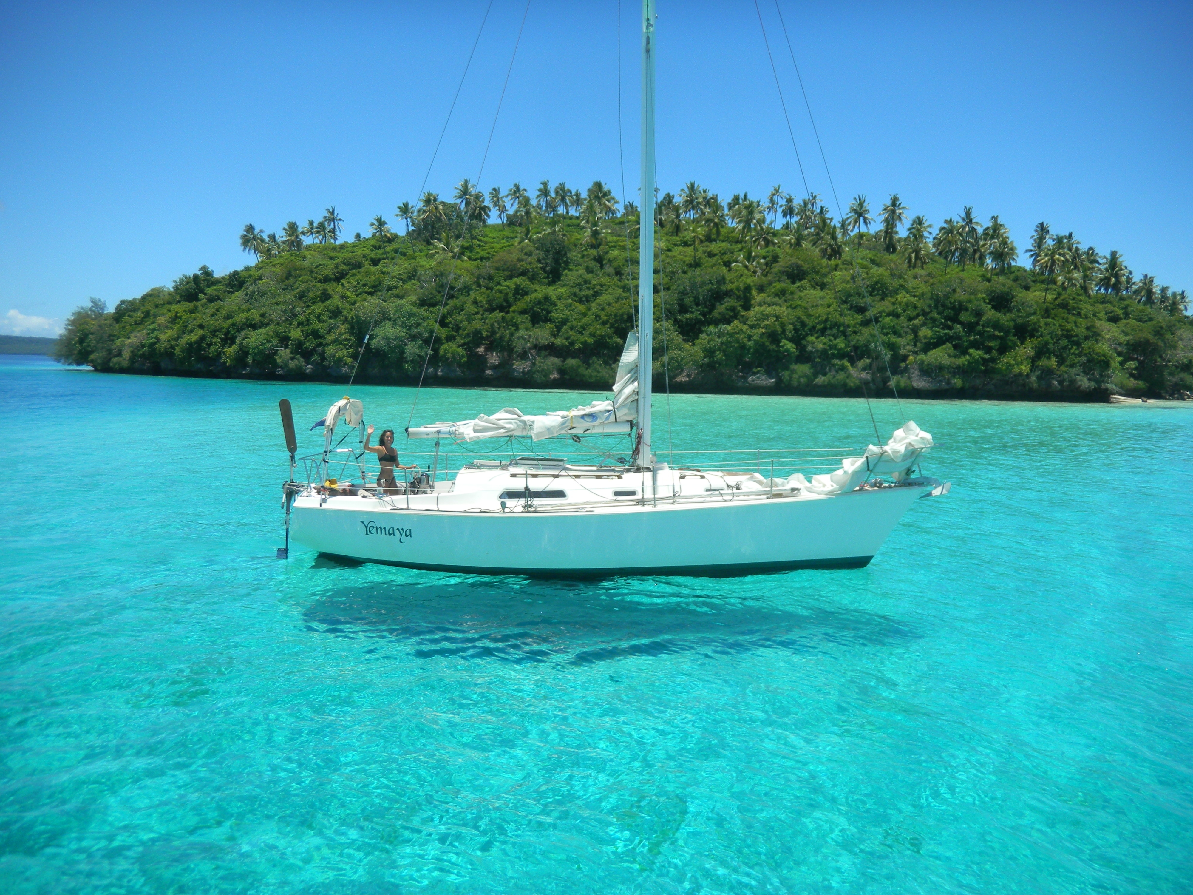 yacht, island, nature, tropics download HD wallpaper