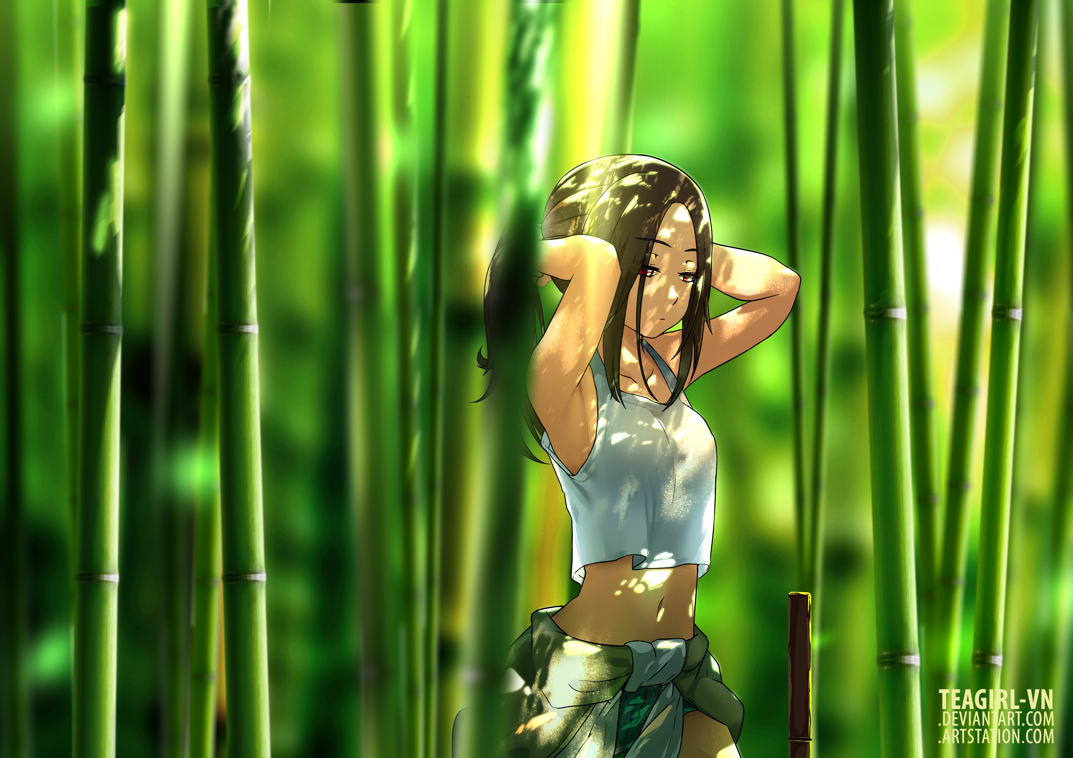 Free download wallpaper Anime, Forest, Bamboo, Original on your PC desktop