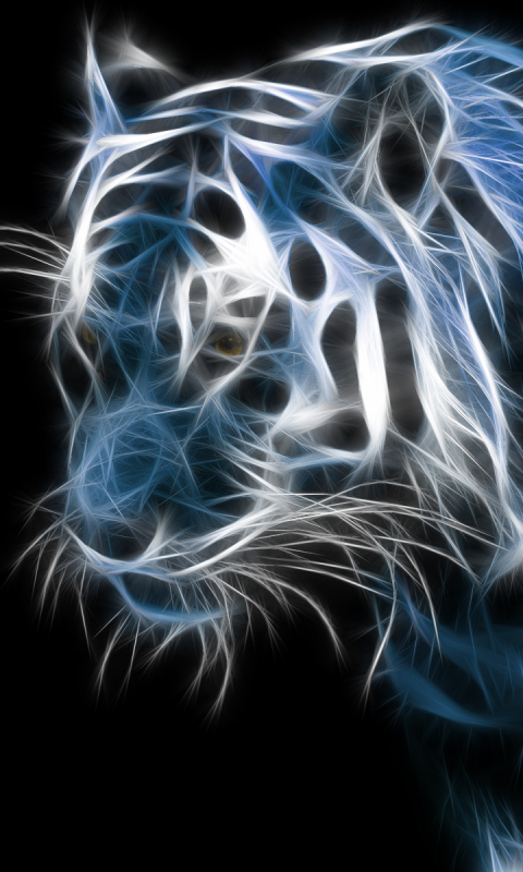 Download mobile wallpaper Cats, Fractal, Tiger, Animal, White Tiger for free.