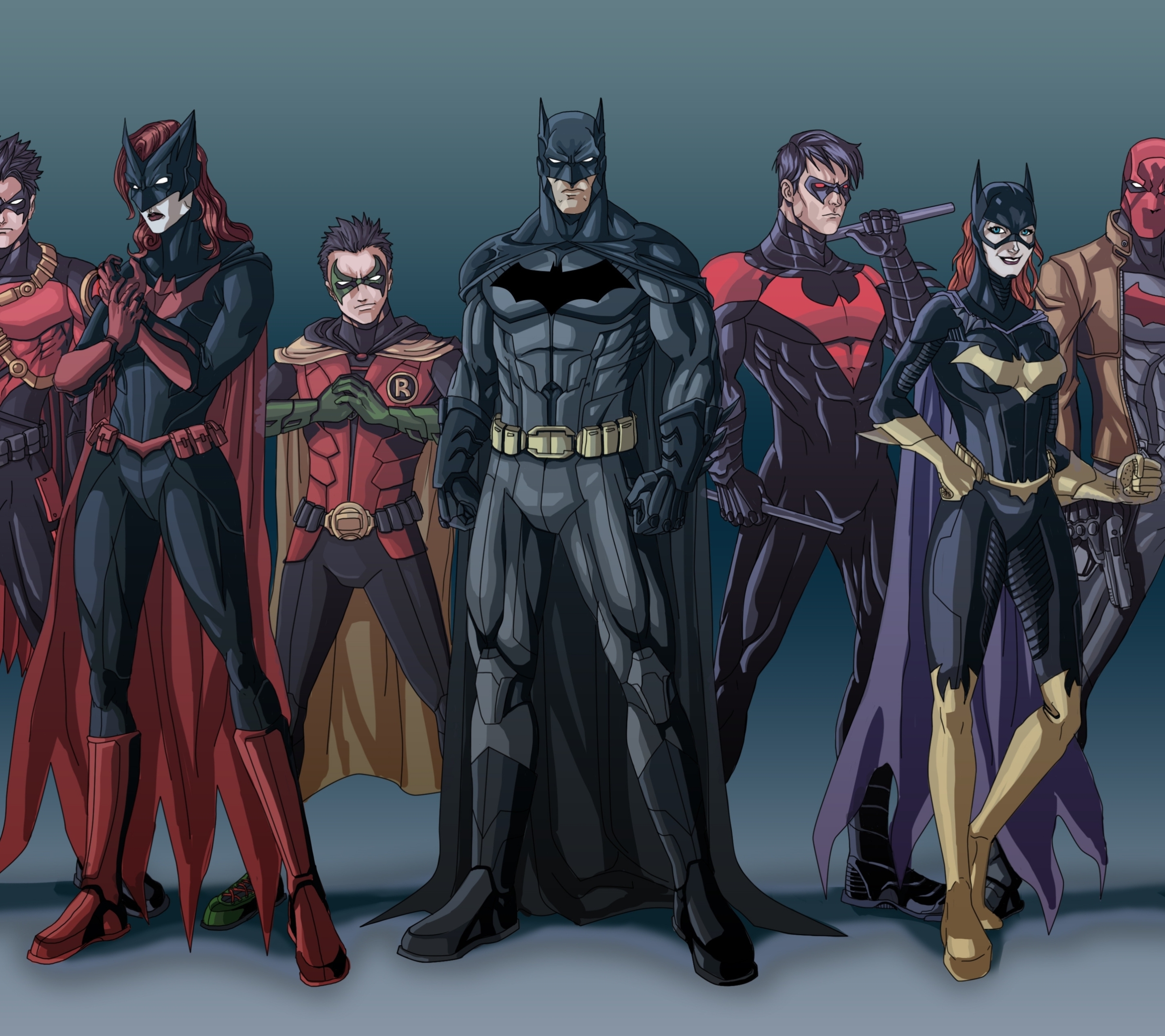 Baixar papel de parede para celular de Ordenança, História Em Quadrinhos, Dc Comics, Homem Morcego, Asa Noturna, Batgirl, Robin (Dc Comics), Batwoman, Robin Vermelho, Os Novos 52, Capuz Vermelho gratuito.