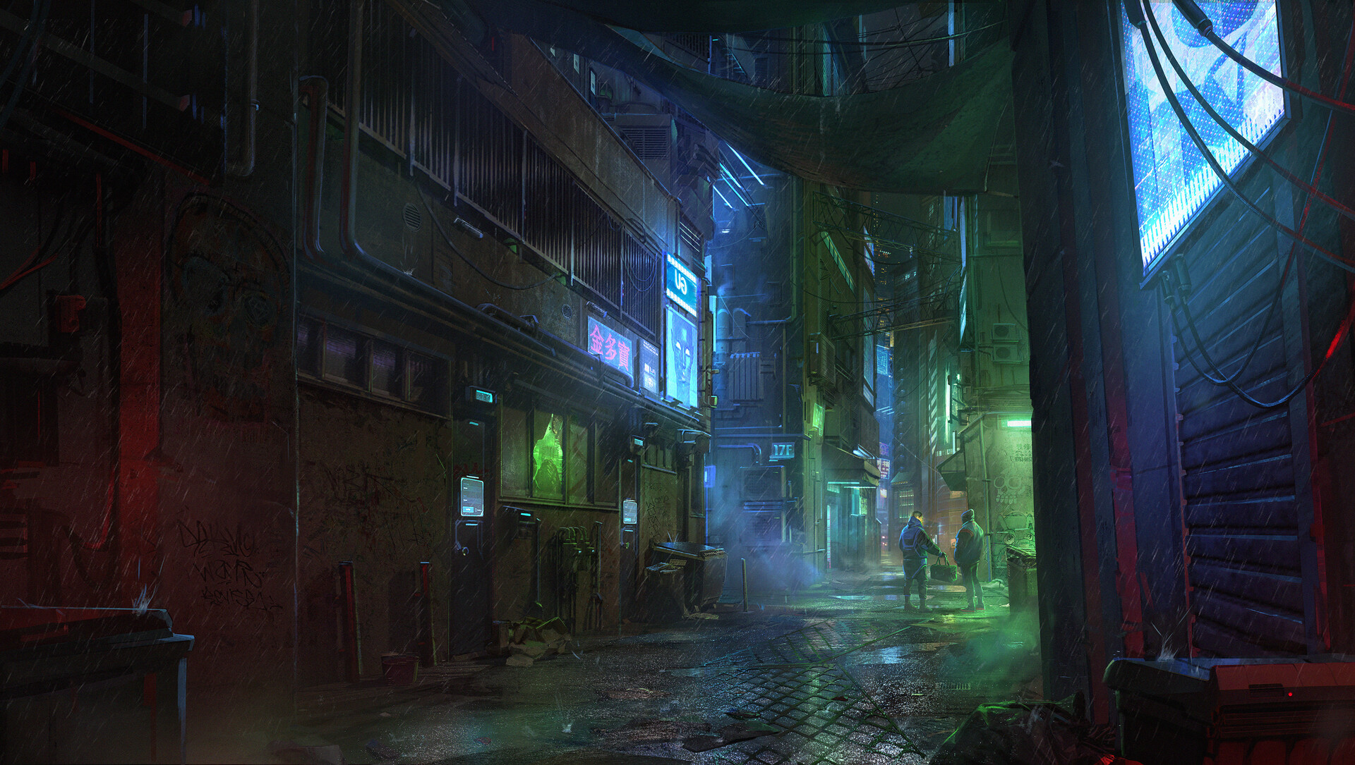 Free download wallpaper Cyberpunk, Sci Fi, Street on your PC desktop