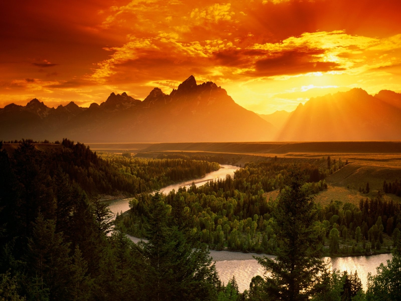 PCデスクトップに風景, 日没, 山脈, 自然, オレンジ画像を無料でダウンロード