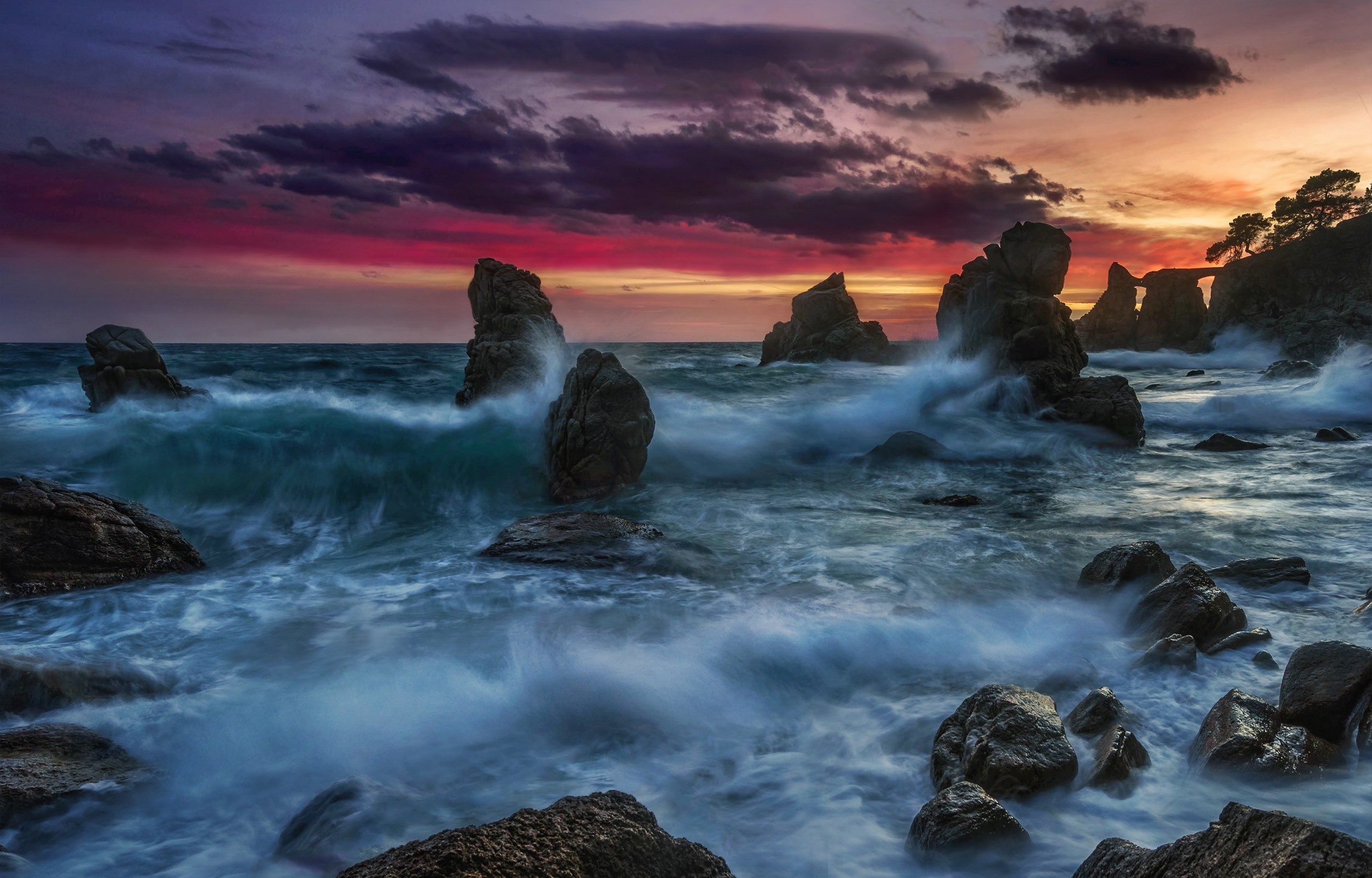Free download wallpaper Sunset, Sea, Horizon, Ocean, Earth, Wave on your PC desktop