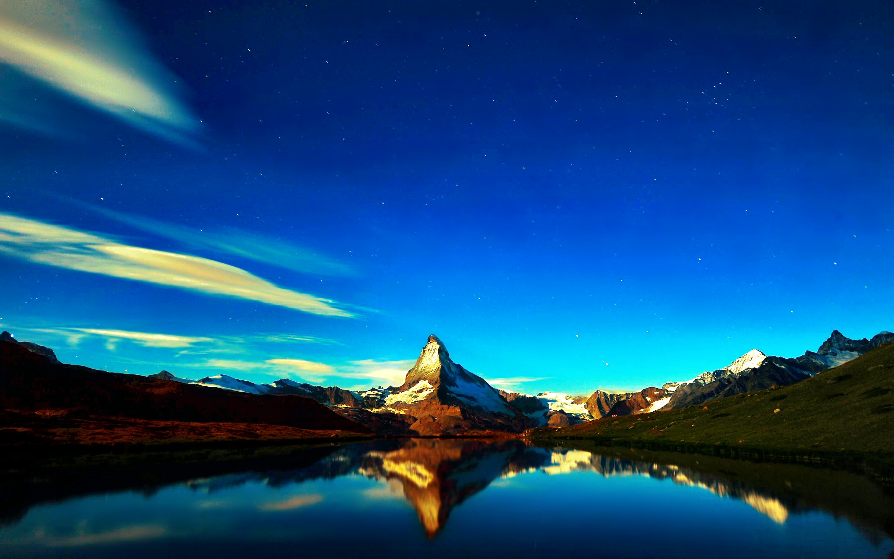 Laden Sie das Berg, See, Szene, Himmel, Erde/natur, Betrachtung-Bild kostenlos auf Ihren PC-Desktop herunter