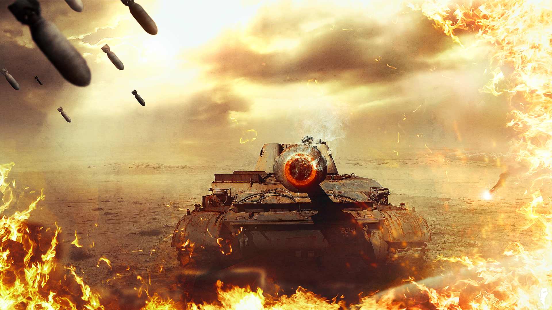 Download mobile wallpaper Fire, Desert, World Of Tanks, Tank, Video Game for free.