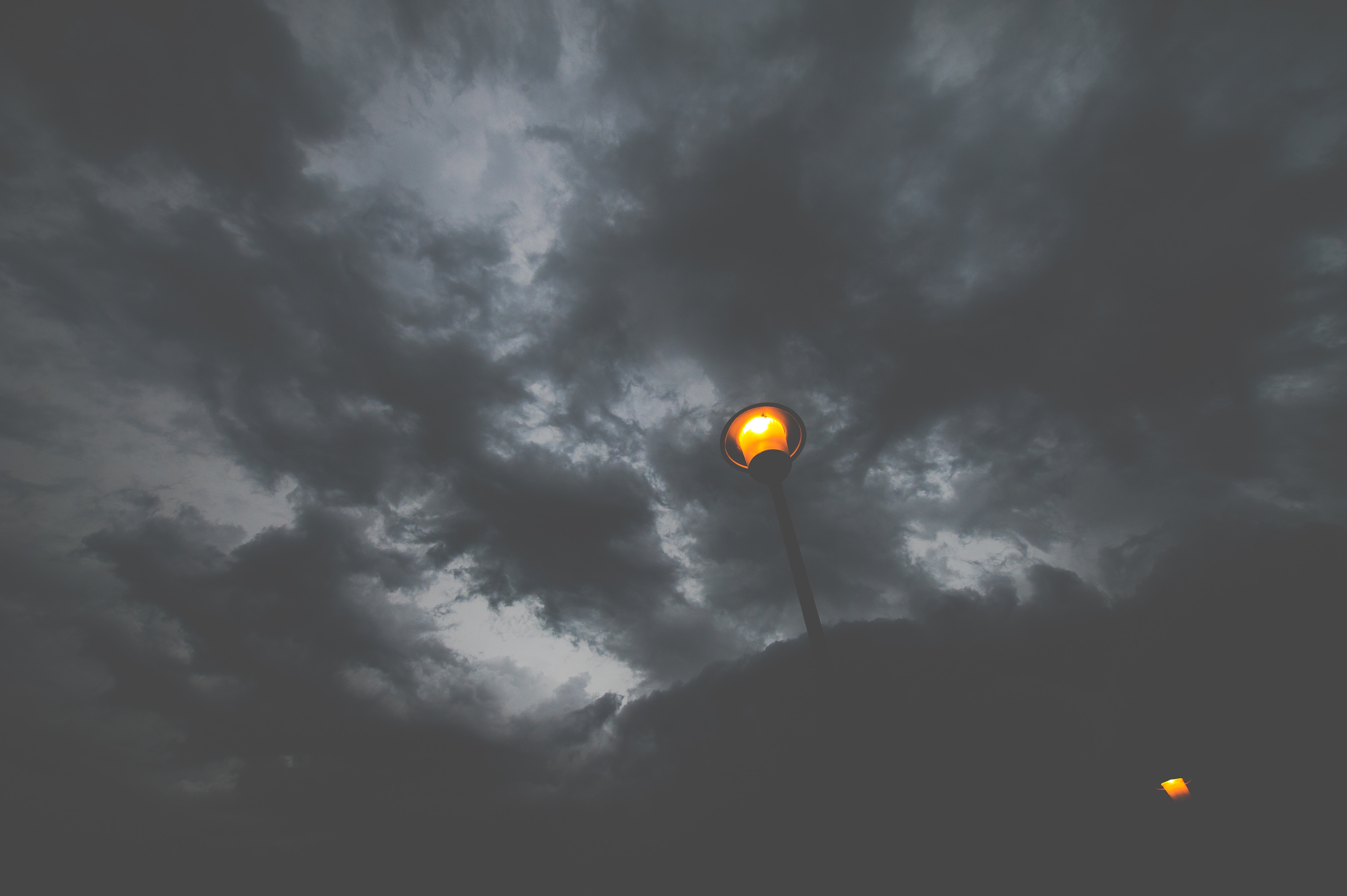 dark, mainly cloudy, clouds, lamp, lantern, overcast