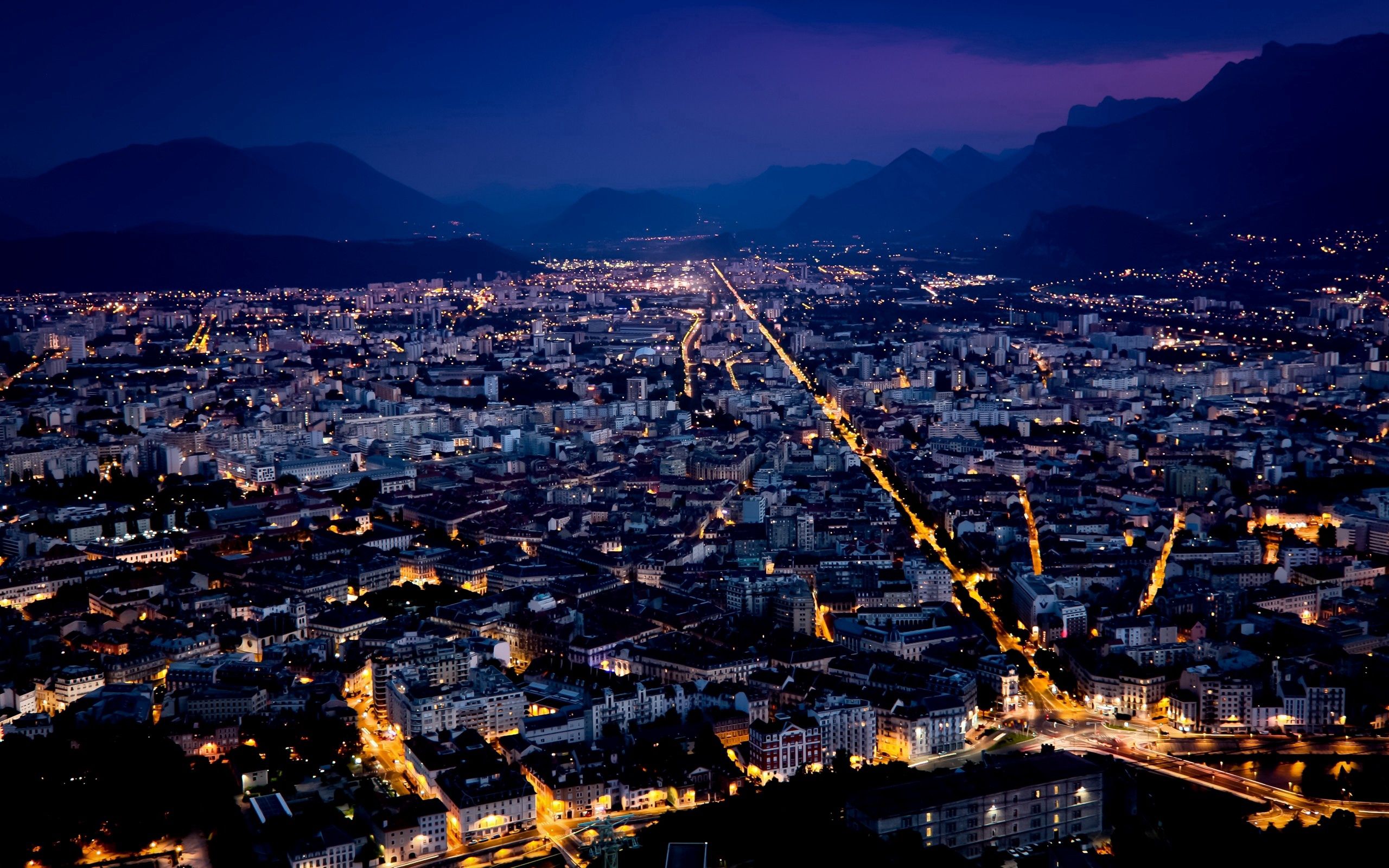 Download mobile wallpaper Cities, View From Above, France, Night for free.