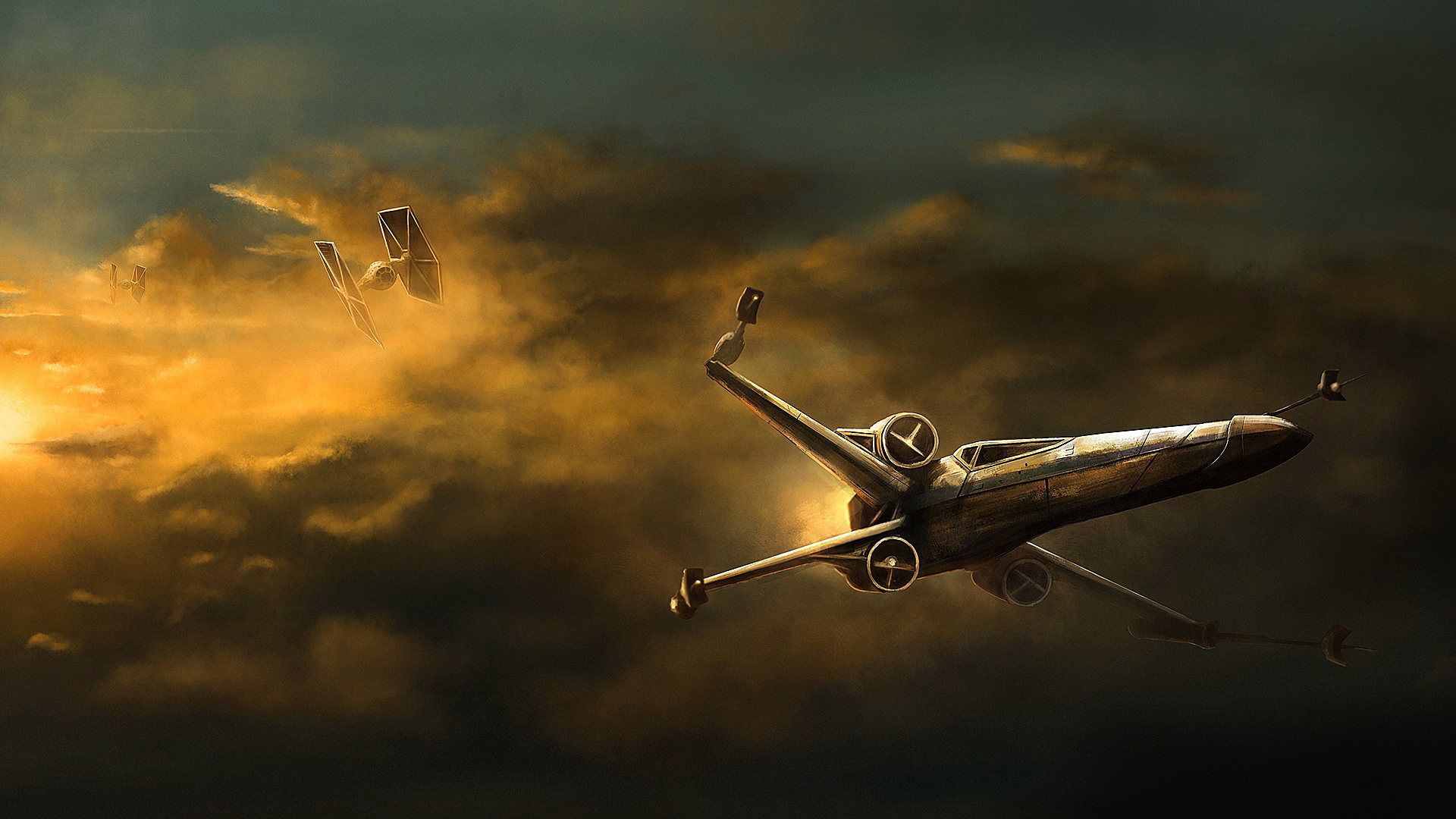 Download mobile wallpaper Star Wars, Sci Fi, Spaceship, Cloud, Tie Fighter, X Wing for free.