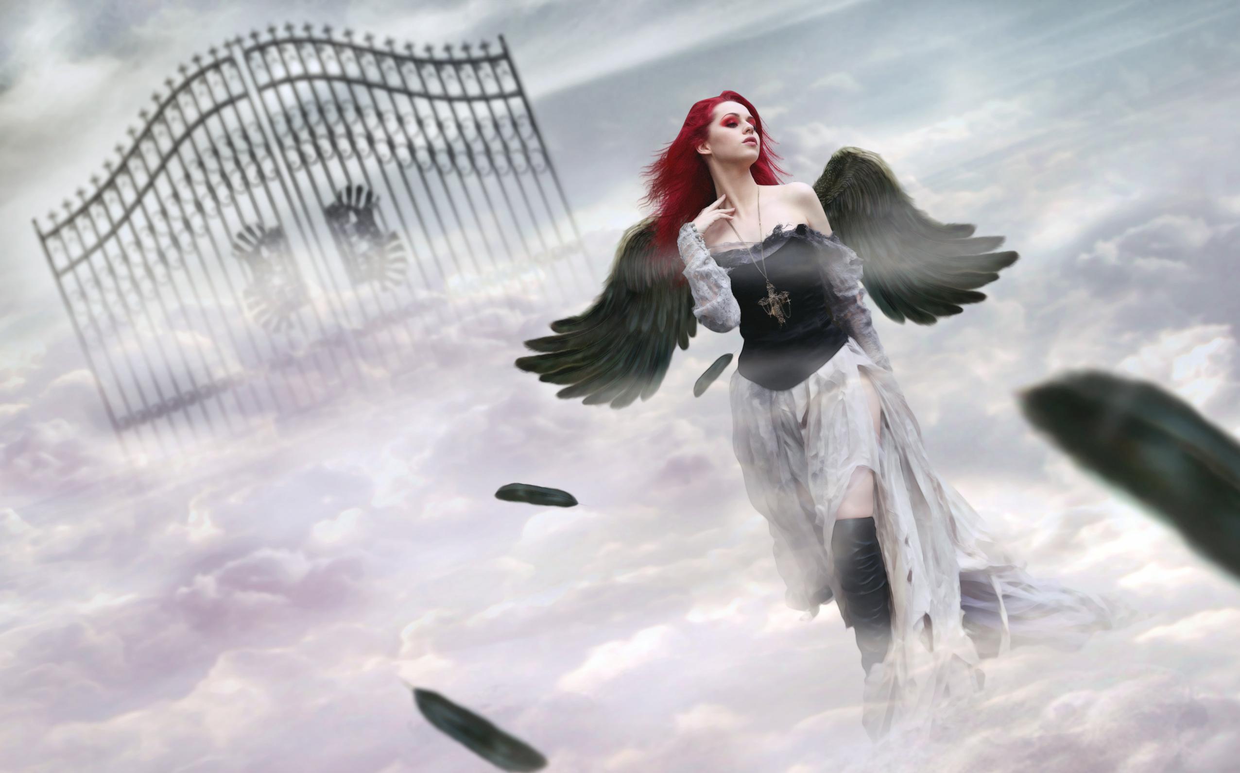 Download mobile wallpaper Fantasy, Gothic, Angel, Red Hair for free.