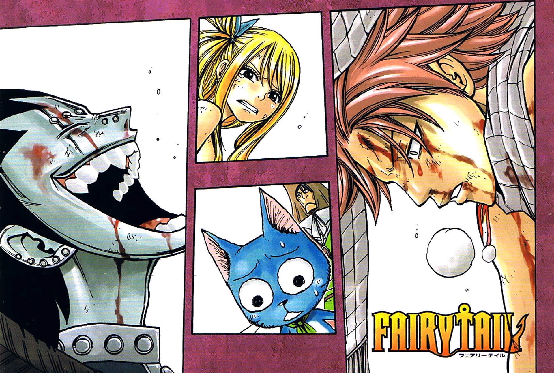 Handy-Wallpaper Animes, Fairy Tail, Lucy Heartfilia, Natsu Dragneel, Glücklich (Fairy Tail), Gajeel Rotfuchs kostenlos herunterladen.
