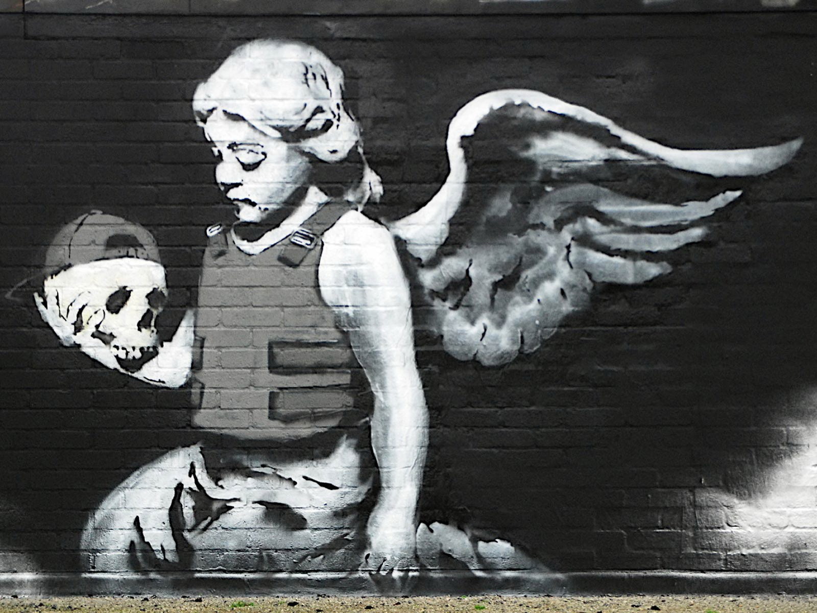 graffiti, anarchy, artistic, angel, dark, skull, style, urban