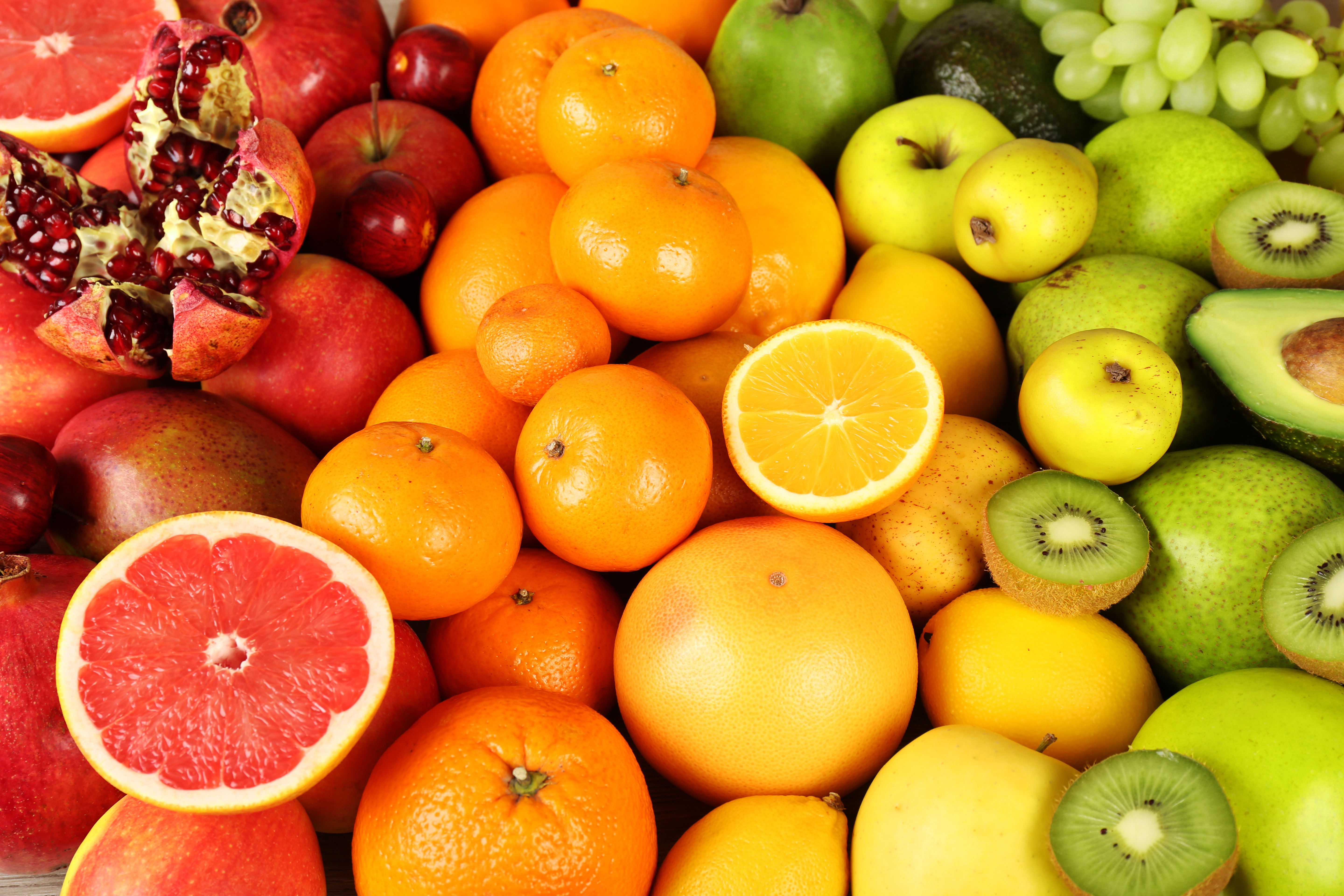 1525000 завантажити картинку харчування, фрукти, яблуко, барвистий, грейпфрут, ківі, помаранчевий колір) - шпалери і заставки безкоштовно