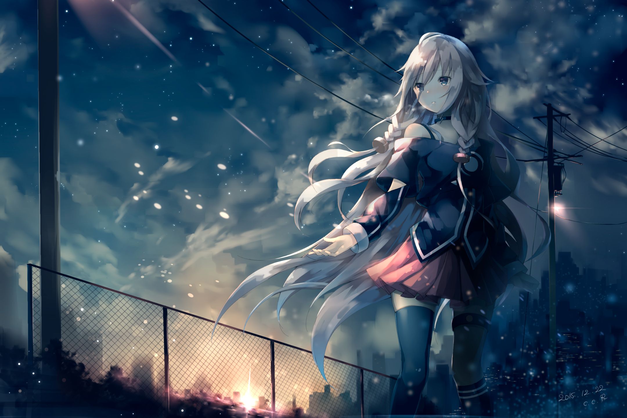 Download mobile wallpaper Anime, Sunrise, Vocaloid, Skirt, Braid, Long Hair, White Hair, Pantyhose, Ia (Vocaloid) for free.