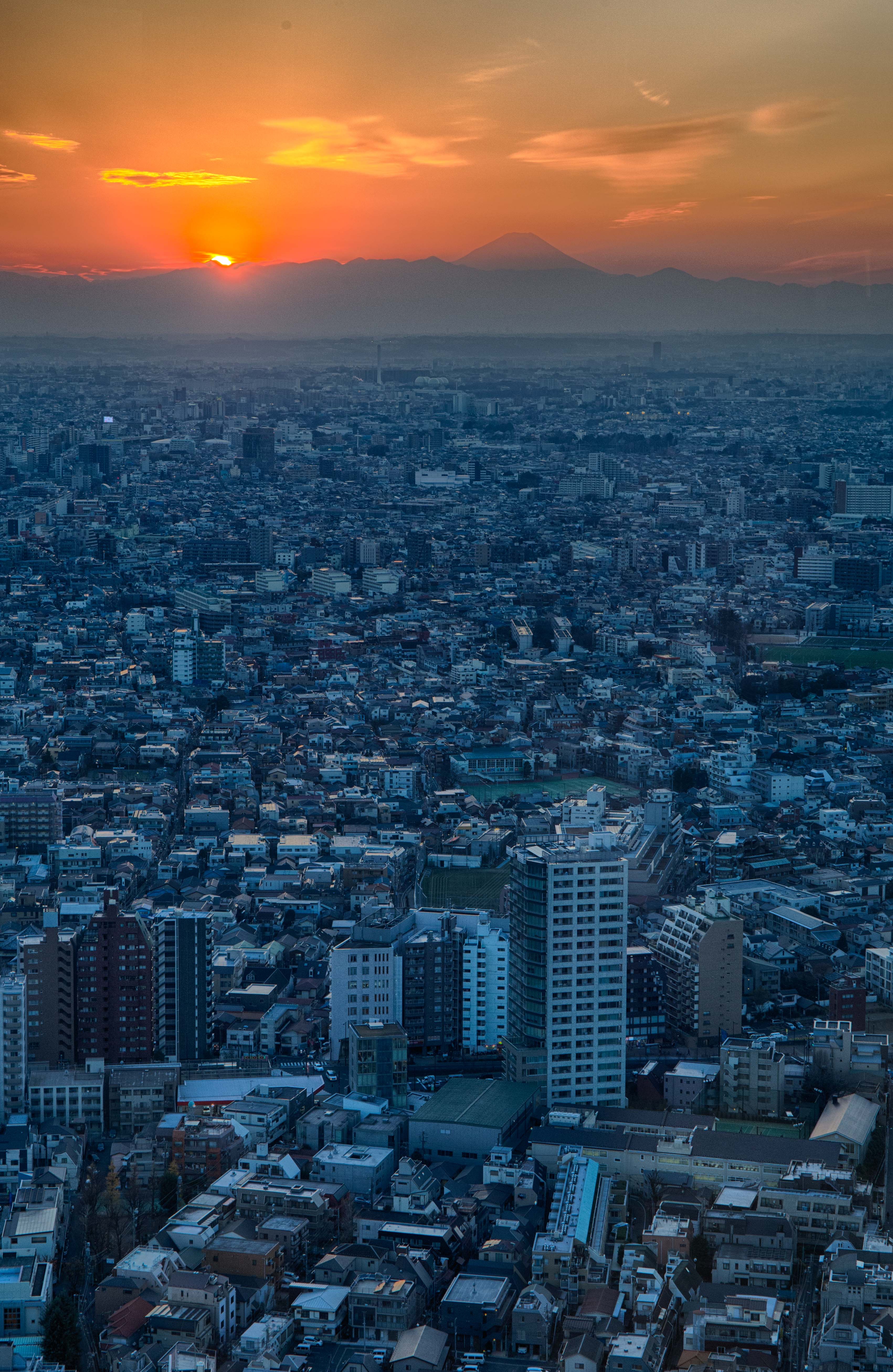 Скачать обои бесплатно Город, Здания, Вид Сверху, Горизонт, Города, Токио, Япония картинка на рабочий стол ПК