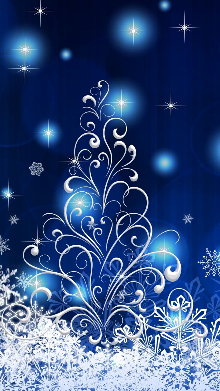 Handy-Wallpaper Feiertage, Schnee, Weihnachten, Weihnachtsbaum, Schneeflocke, Rentier kostenlos herunterladen.