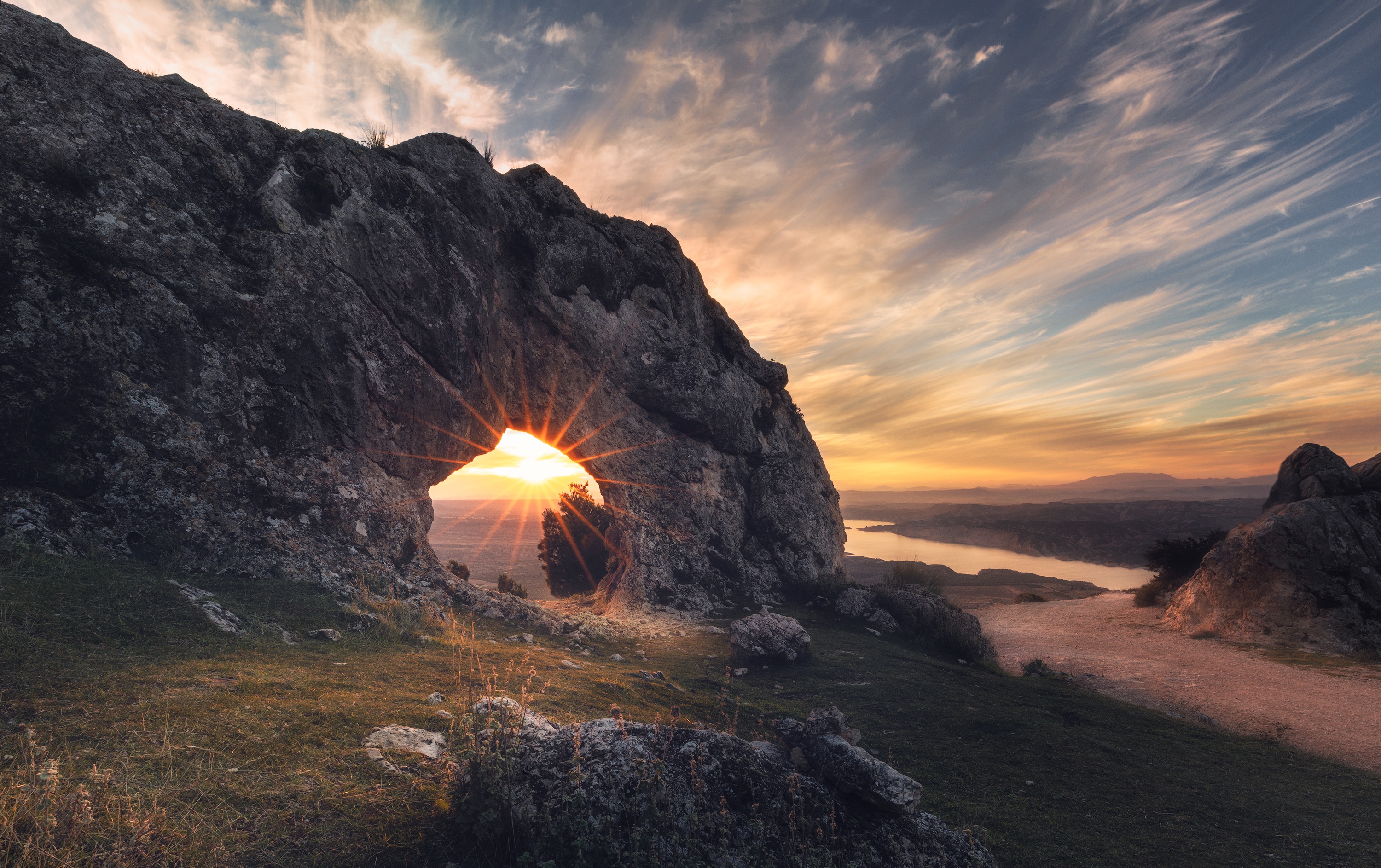 Free download wallpaper Nature, Sunrise, Earth, Arch on your PC desktop