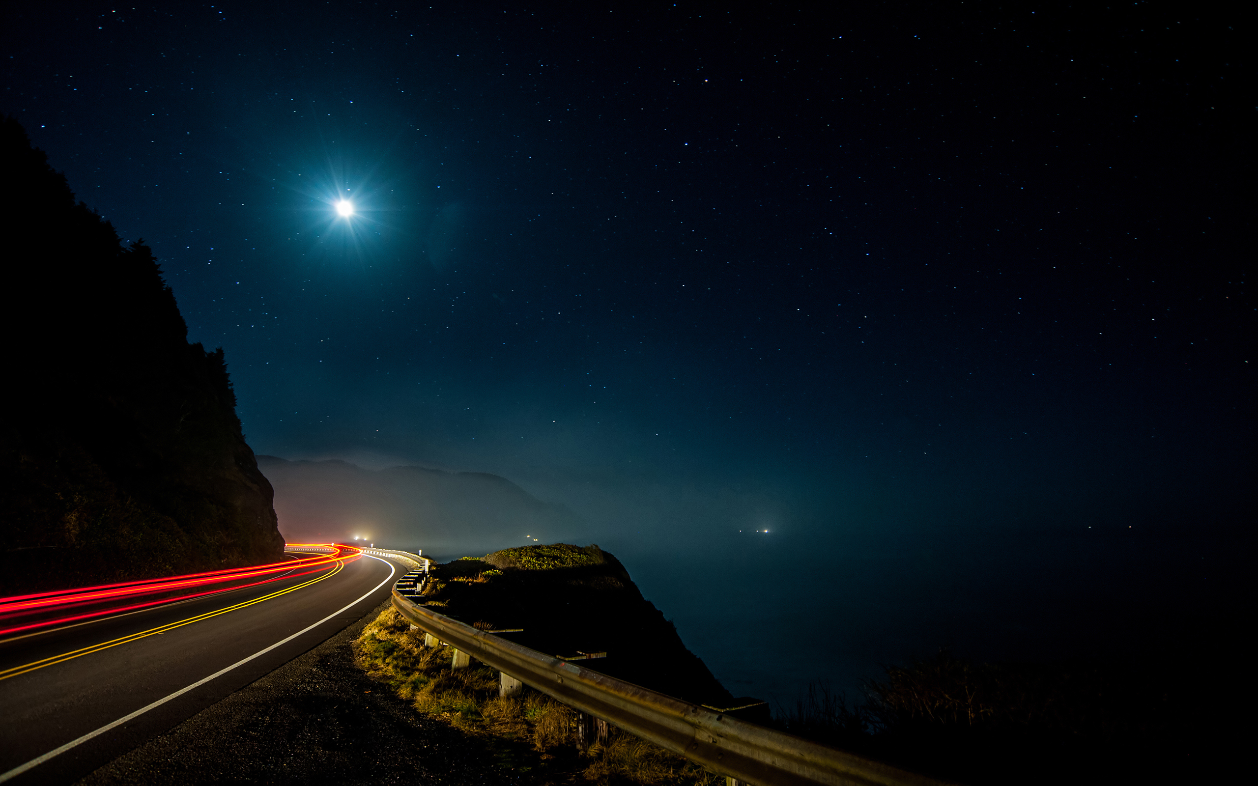 Download mobile wallpaper Stars, Night, Road, Starry Sky, Man Made, Time Lapse for free.