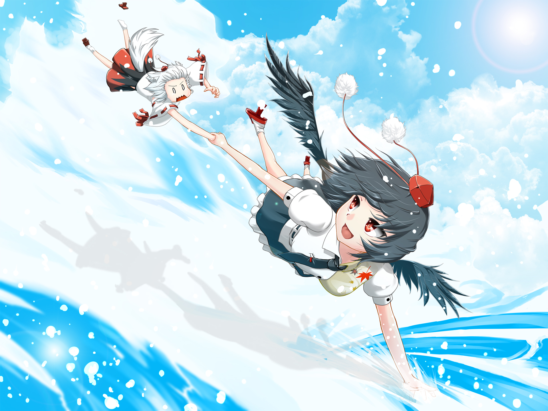 Descarga gratuita de fondo de pantalla para móvil de Animado, Touhou, Aya Shameimaru, Momiji Inubashiri.