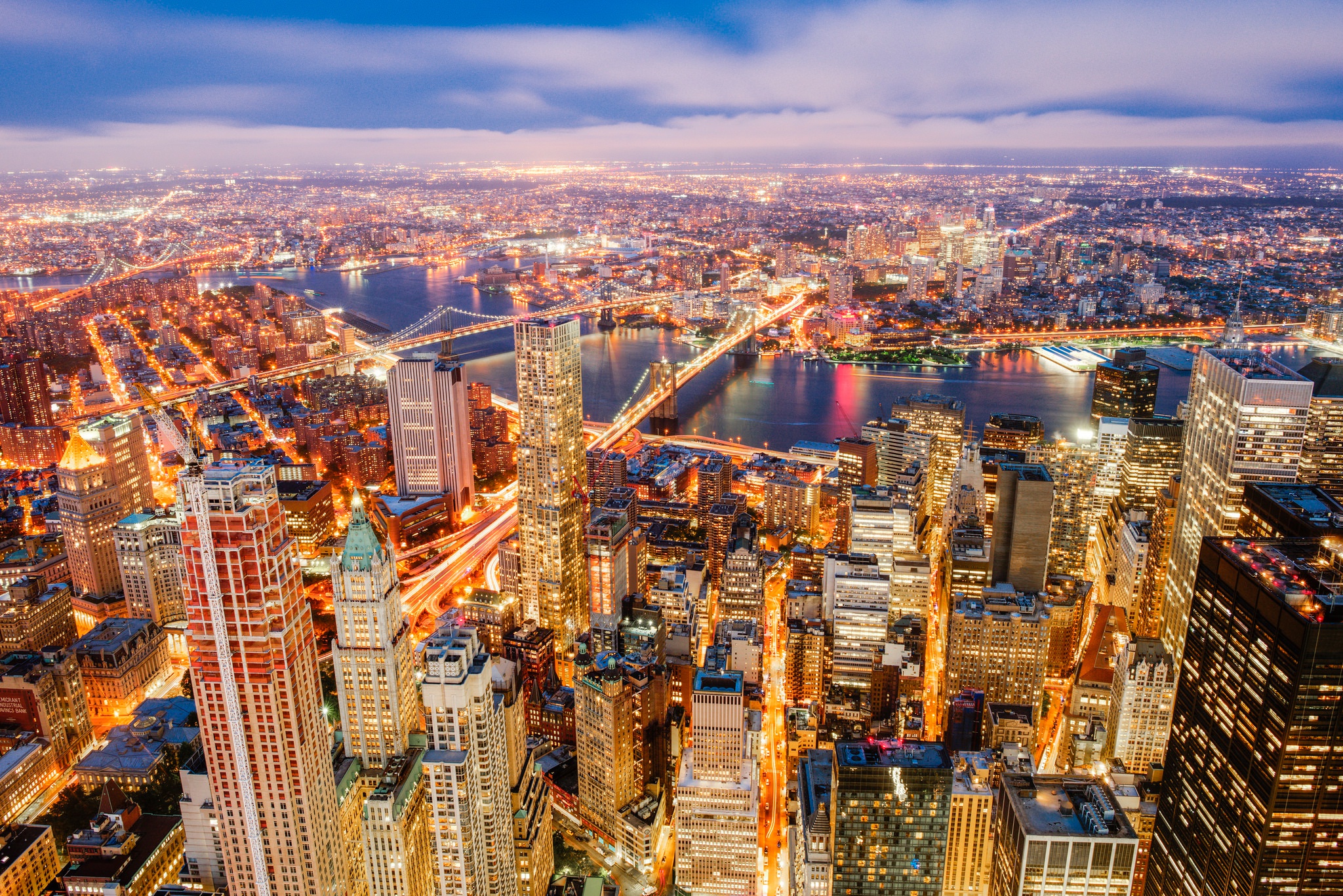 Free download wallpaper Cities, Usa, City, Skyscraper, Building, Horizon, Cityscape, Hdr, New York, River, Aerial, Man Made on your PC desktop